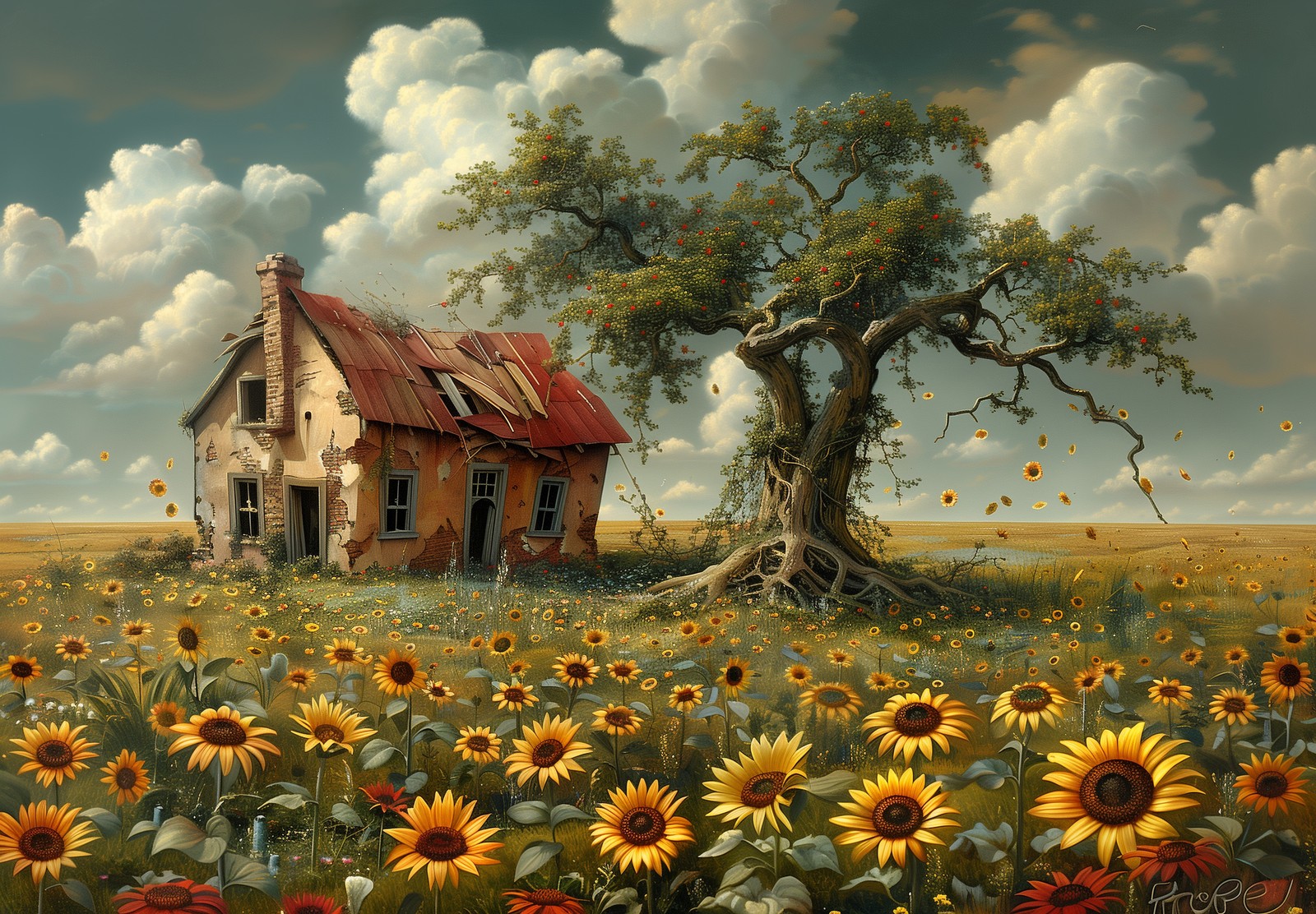 8×10 Art Print Field House Sunflowers – 31396785