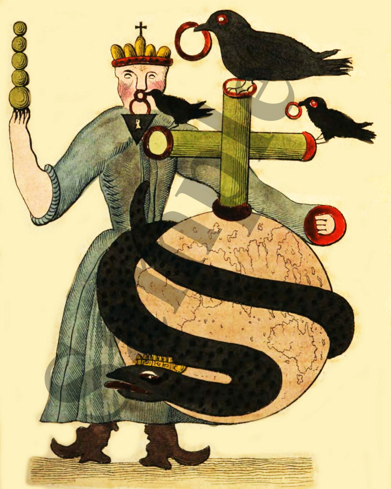 Occult Witchcraft Symbolic Print 8×10 Vintage German Alchemy Antique Book Cover