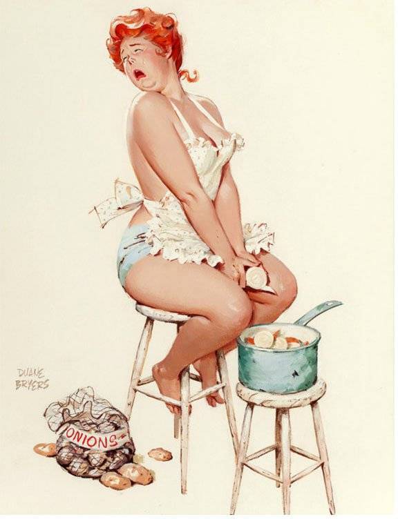 Hilda Cutting Onions by Duane Byers