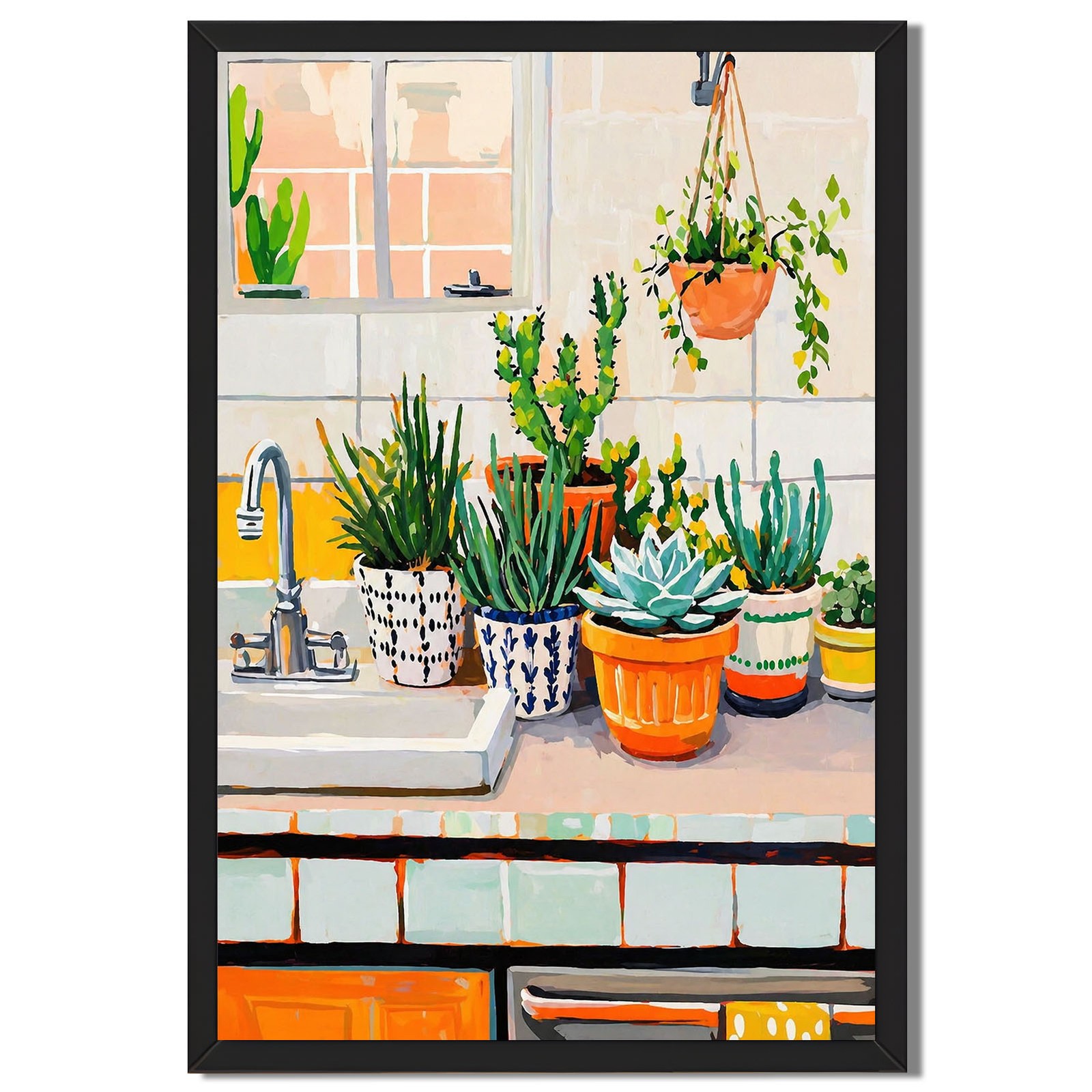 Kitchen Succulent Plants Wall Art Canvas Oil Paintings Reproduction