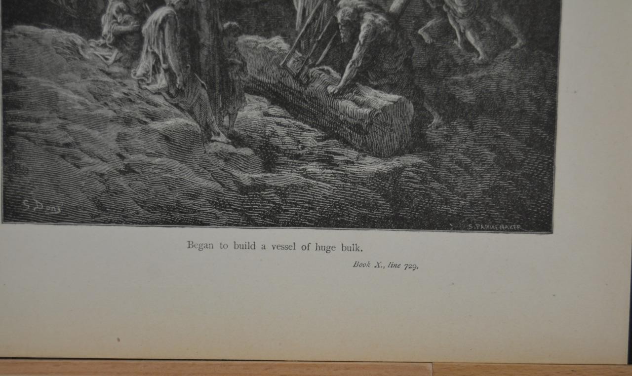 Antique Gustave Dore Religious Building the Ark Occult Printed 1880 History