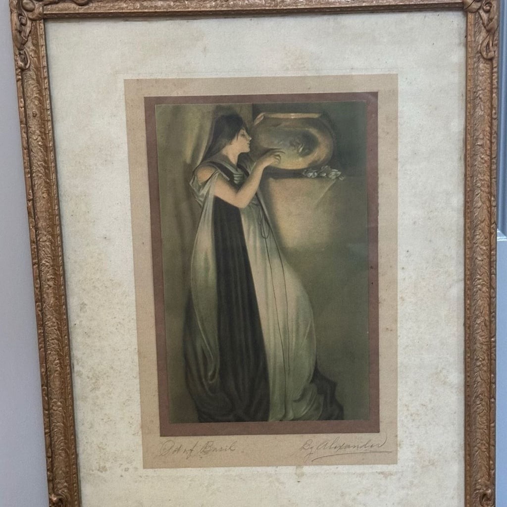 RARE SIGNED 1897 “Pot of Basil” print (c.1900-1909) by John White Alexander,