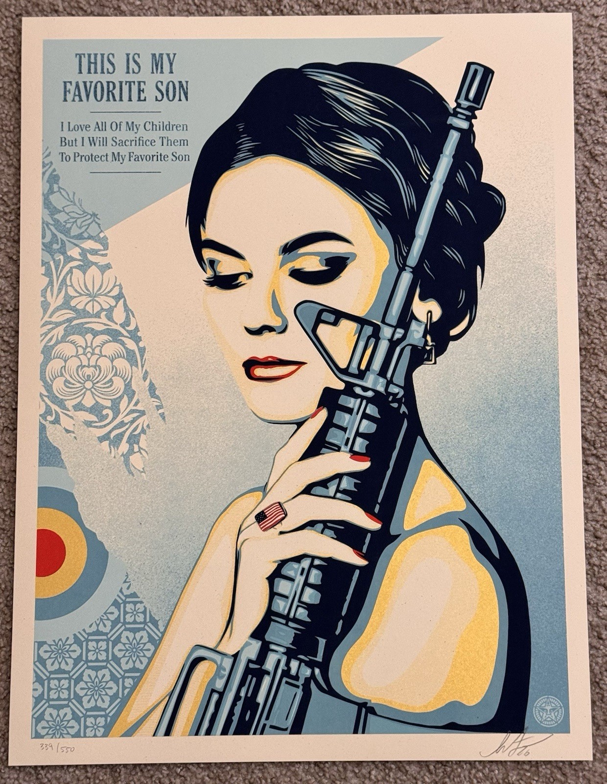 Shepard Fairey Miss America’s Favorite Son Art Print S/# 550 Gun Culture Poster