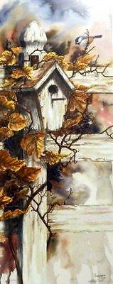 Michael Capser “Picket Place” Chickadee Birdhouse Print SN 12″ x 30″
