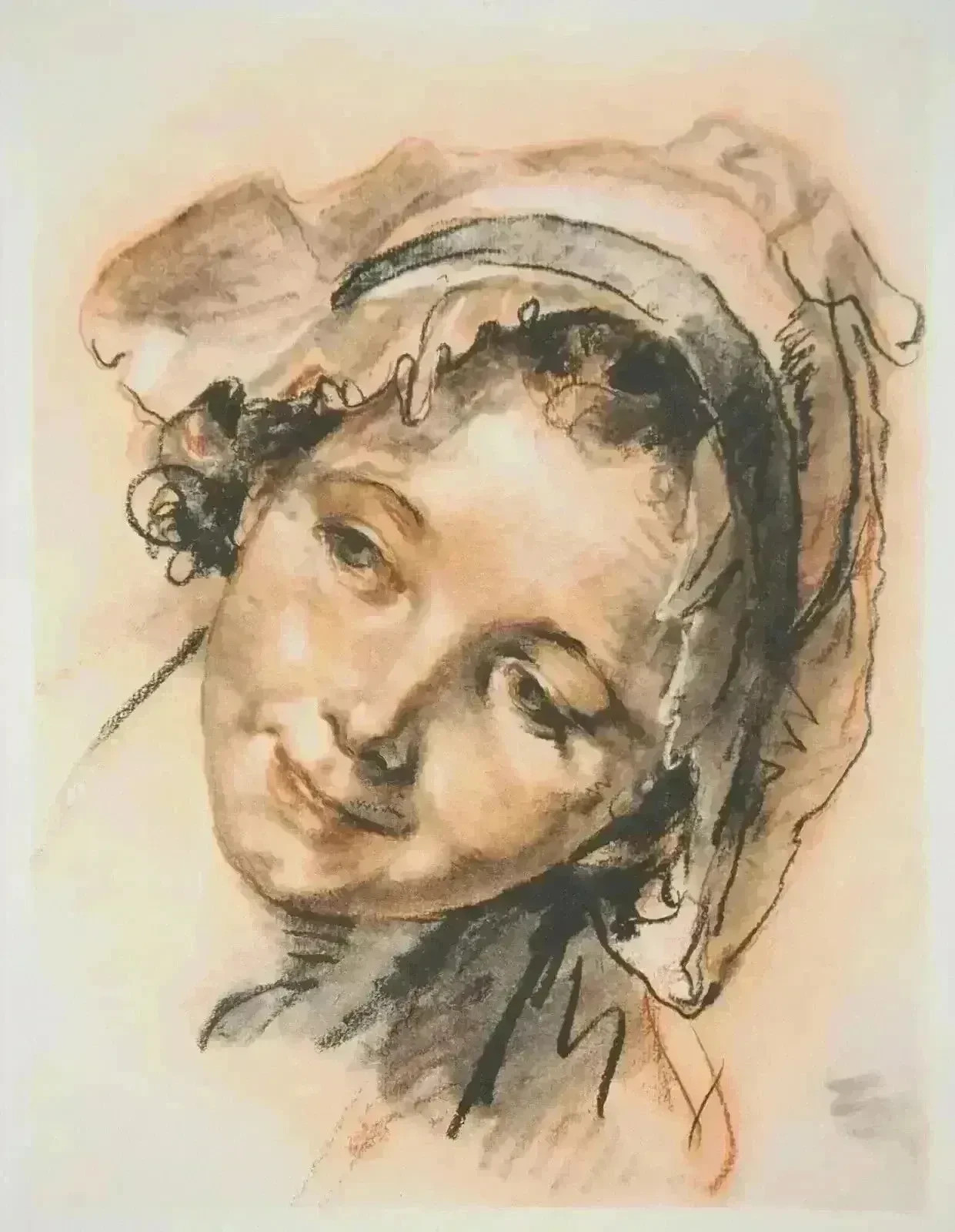 Jean-Baptiste Greuze: Portrait of a joyful girl, Lithograph 1922