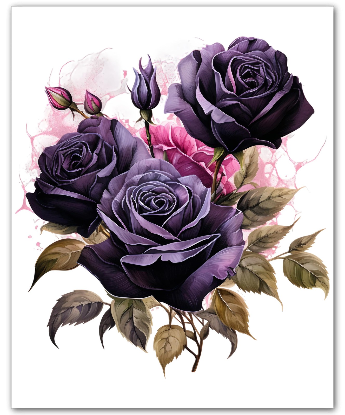 Purple Rose with Blush Flowers 8×10 Photo Print Botanical Flower Wall Art