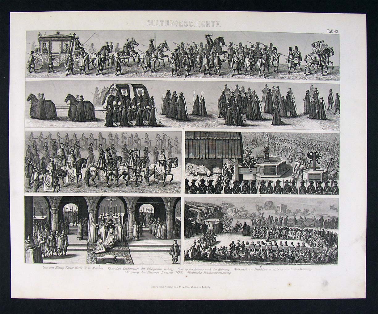 1874 Print Royal Processions – German Kaiser King Coronation Celebration