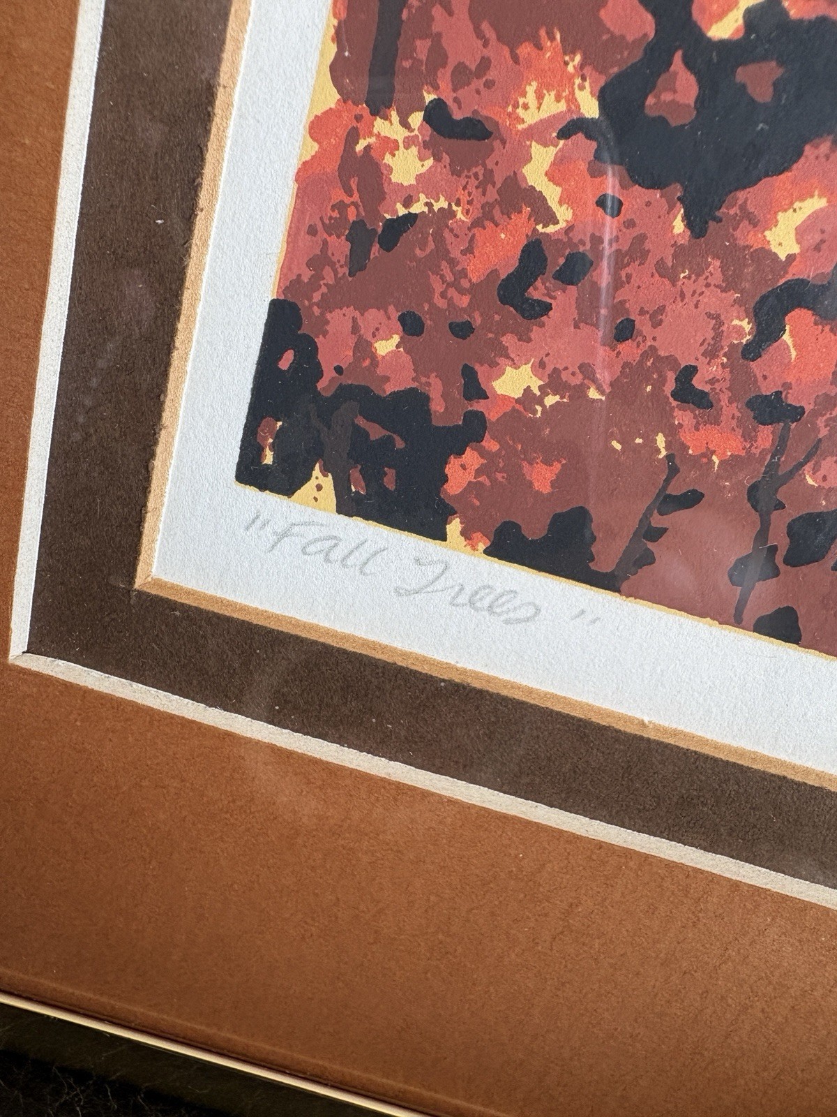 Fall Trees Anne Gifford serigraph 1st Ed Print Professional Framed 15.25” X 12.2