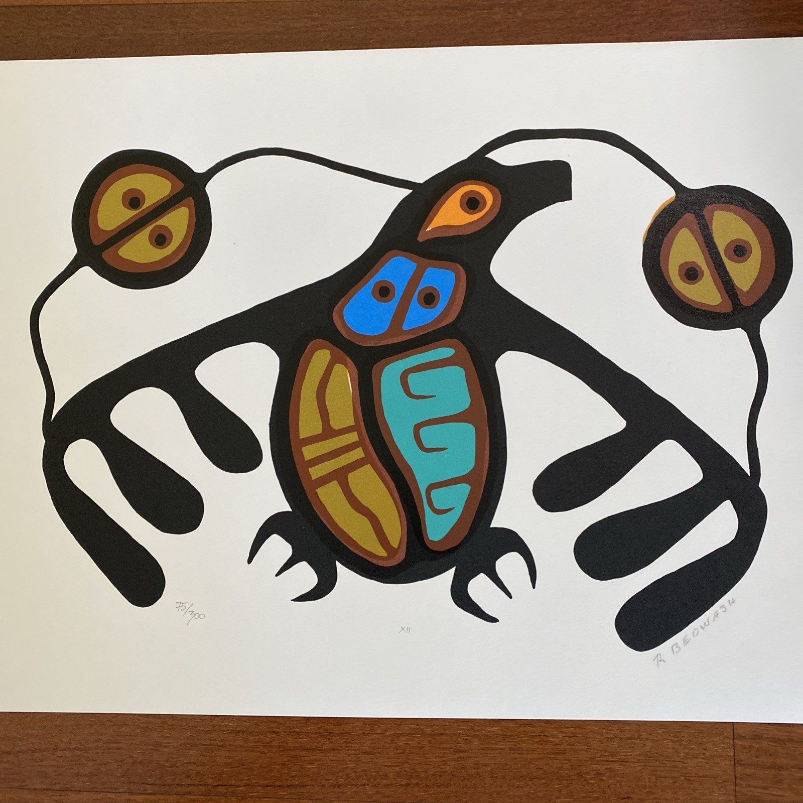 Vintage MCM serigraph Native North American Richard Bedwash Ojibwa Eagle Wings