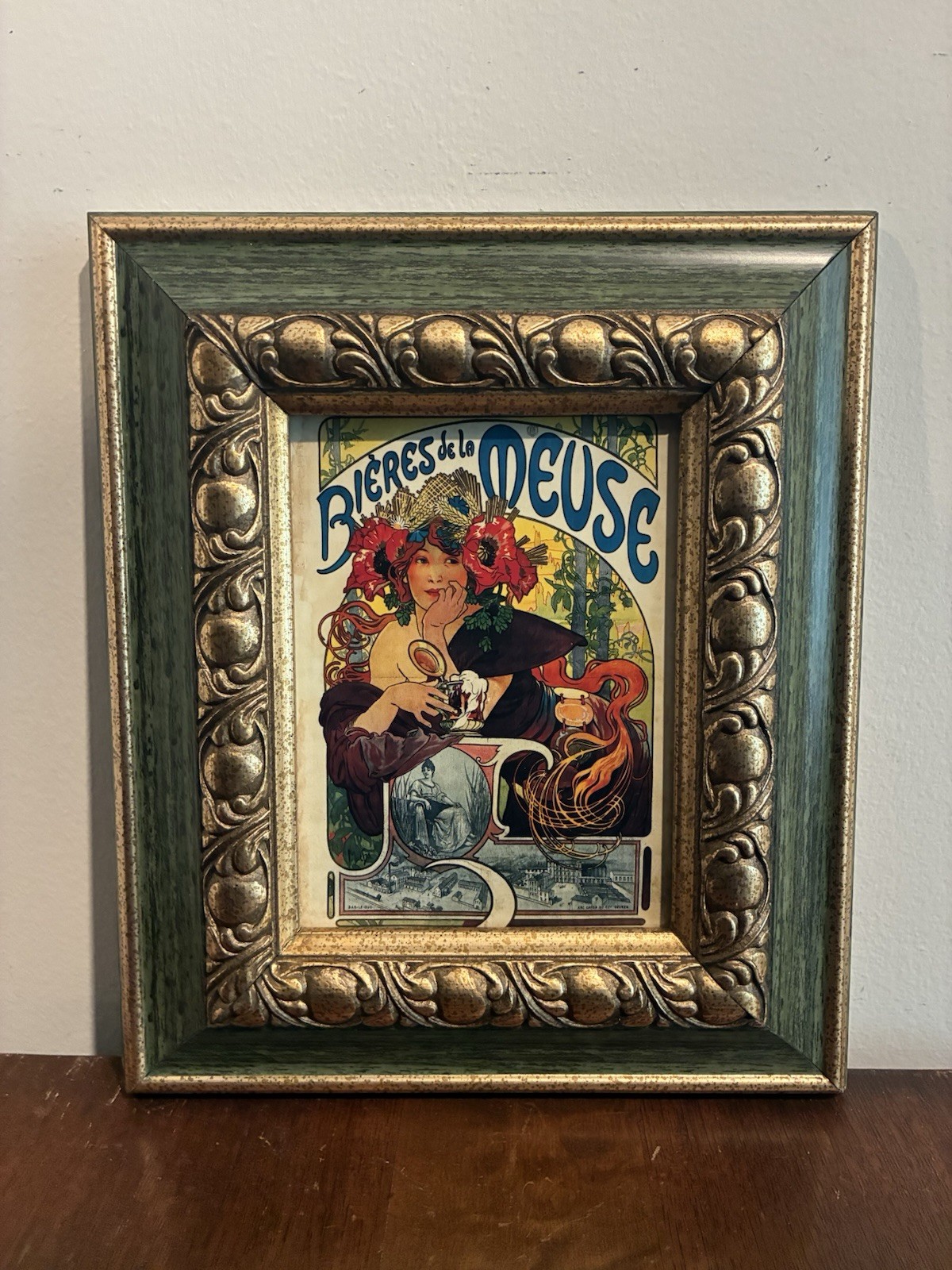 Mucha 1897 Beer Advertisement 9.5×11 Vintage Frame Bohemian Bieres De La Muse
