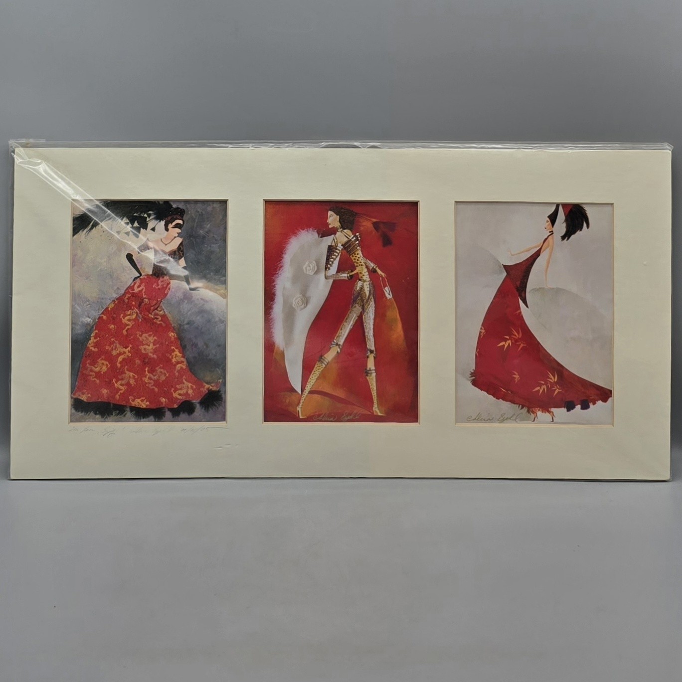 Alina Eydel – 3 Signed Matted Giclee 5×7 Prints w/COA, Overall 10″x 20″