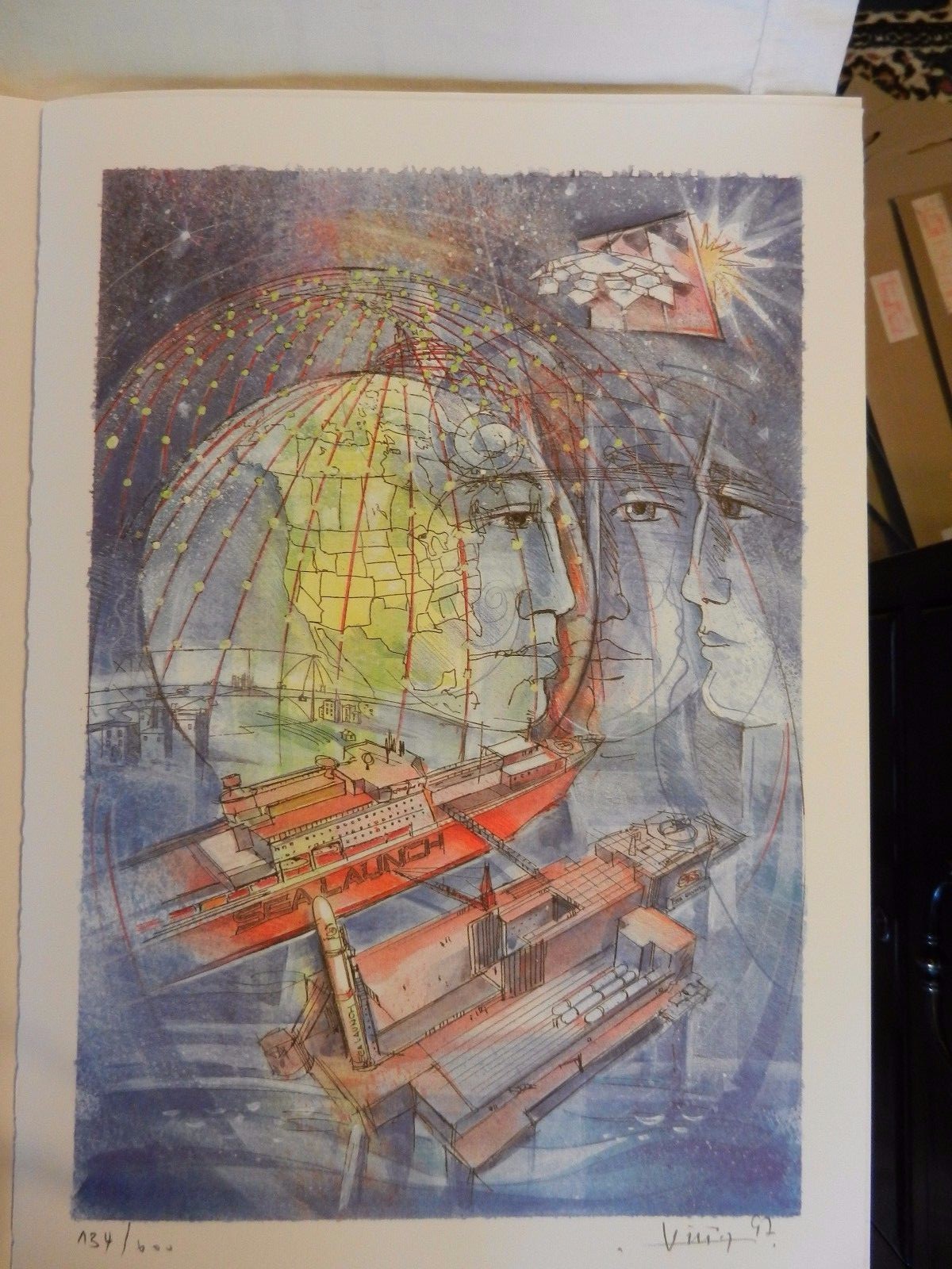 Mount Rushmore Lithograph Print by René Villiger Signed Numbered 134/600