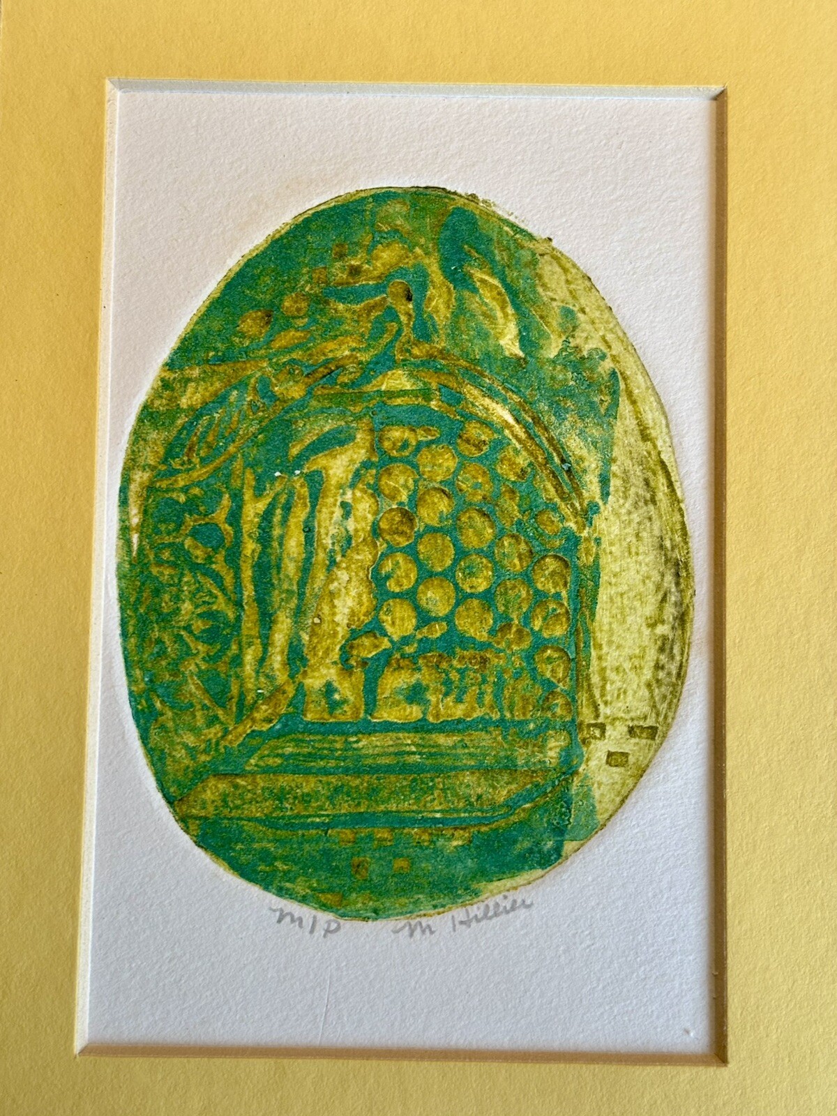 Vintage Original Print CANARY CAGE 7×5 Inches MATTED Mary Hillier