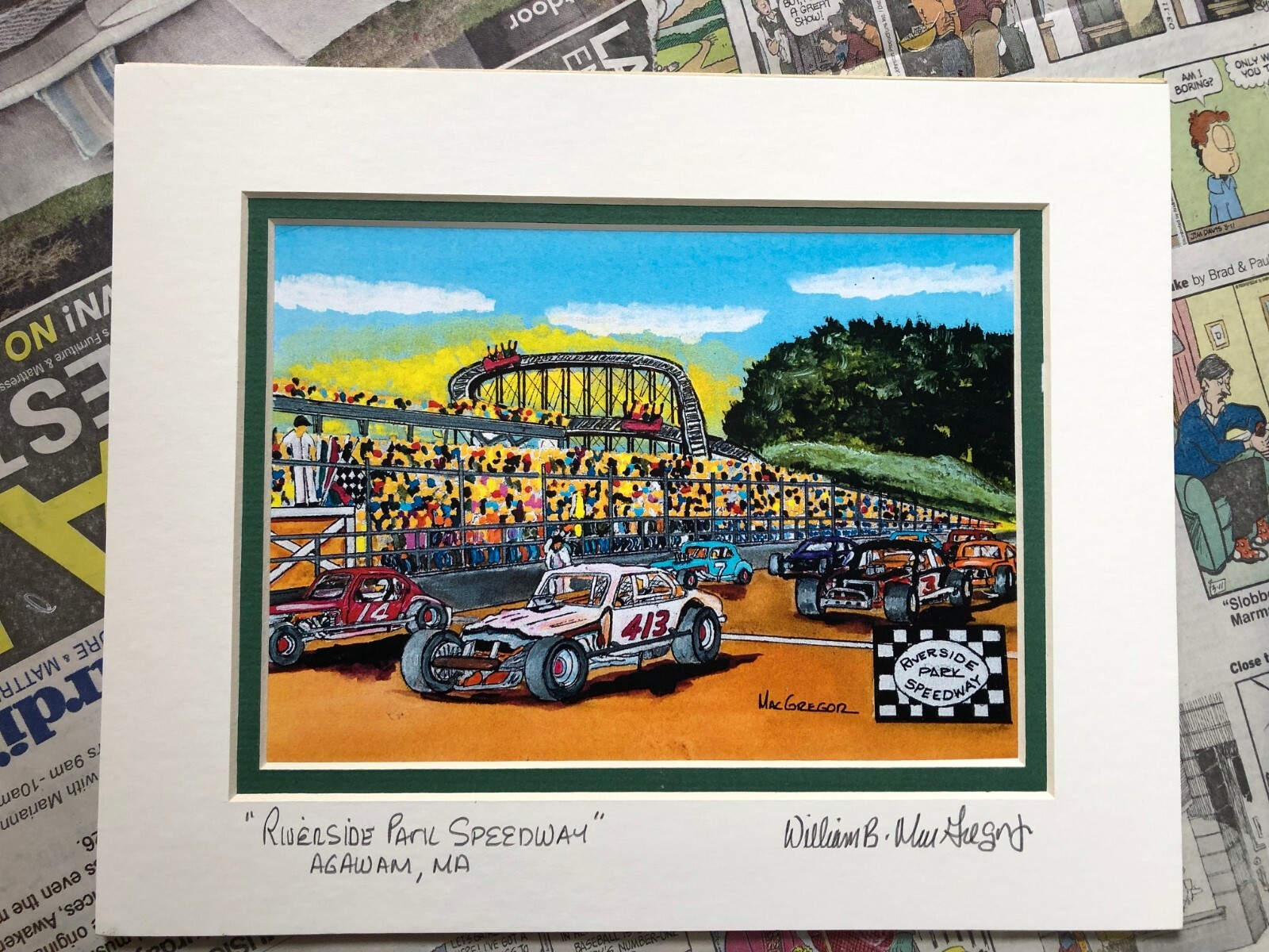 RIVERSIDE PARK SPEEDWAY art print Agawam NASCAR race short track Stock car