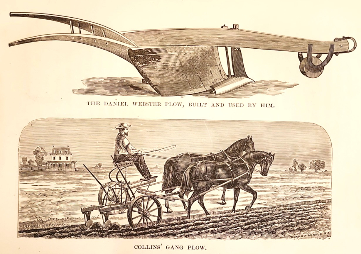 1876 Horse Plow Farming Webster & Collins Centennial Exposition Wood Engraving