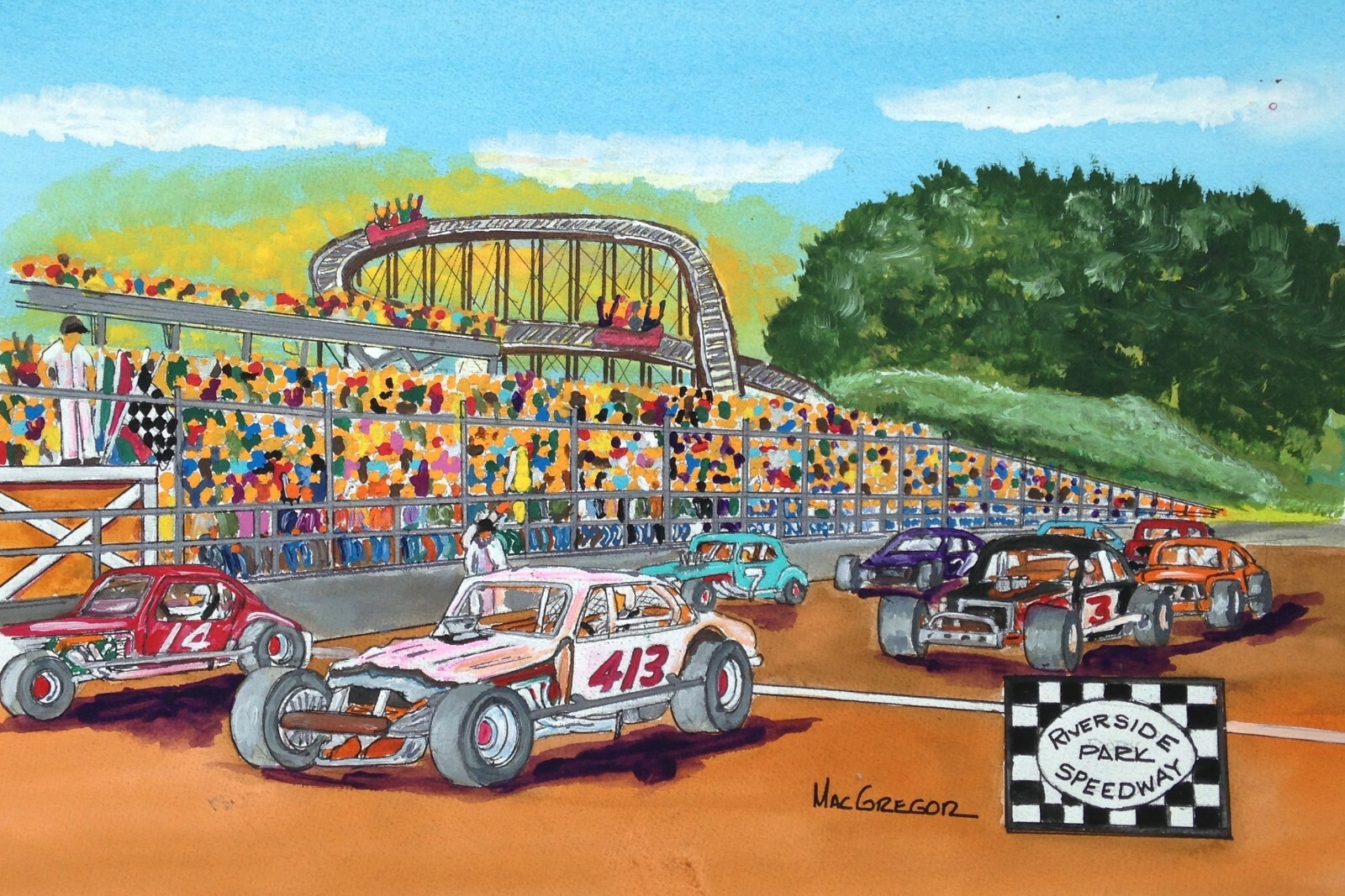 RIVERSIDE PARK SPEEDWAY art print Agawam NASCAR race short track Stock car