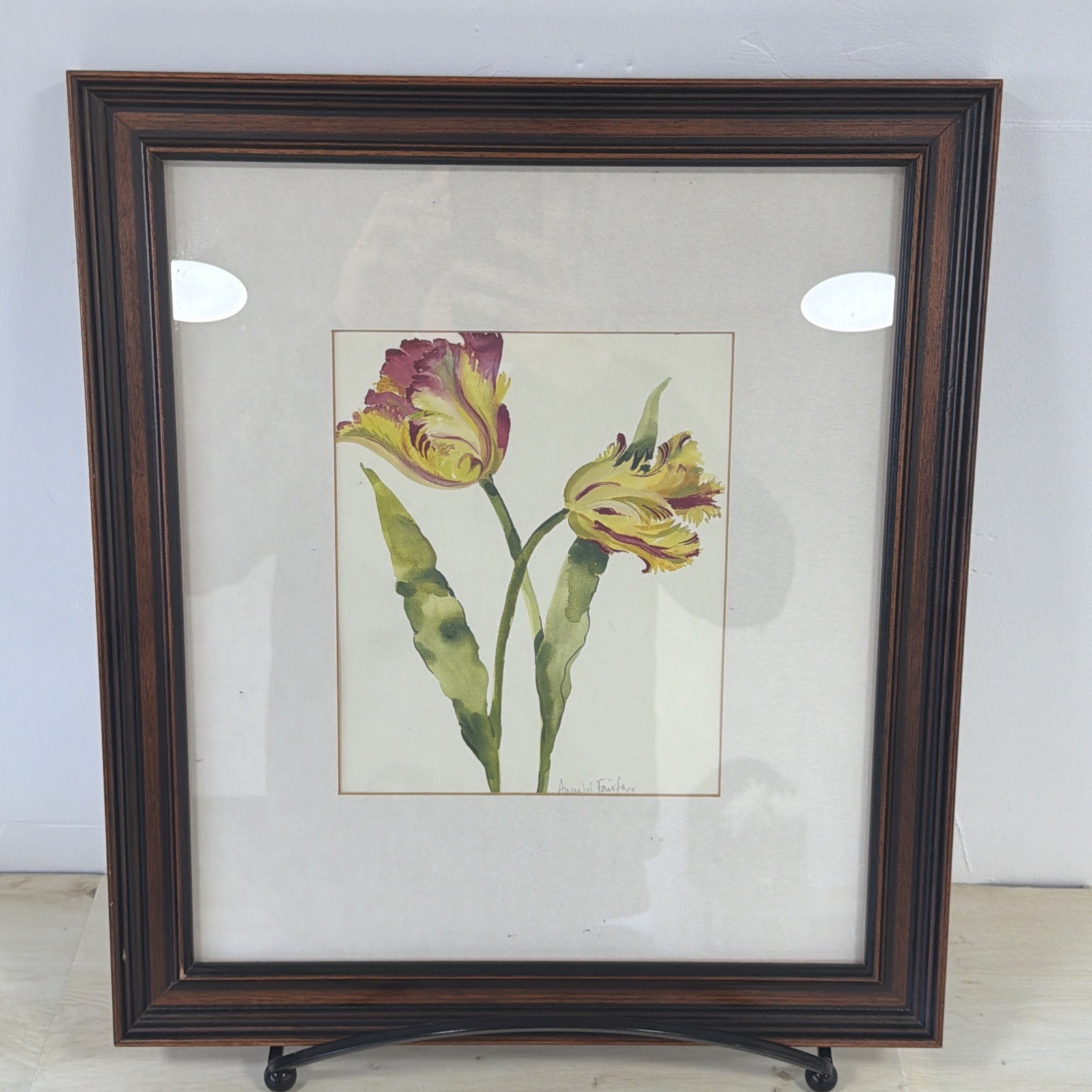Tulips Watercolour Print Signed Framed Mounted by Annabel Fairfax 45x38cm
