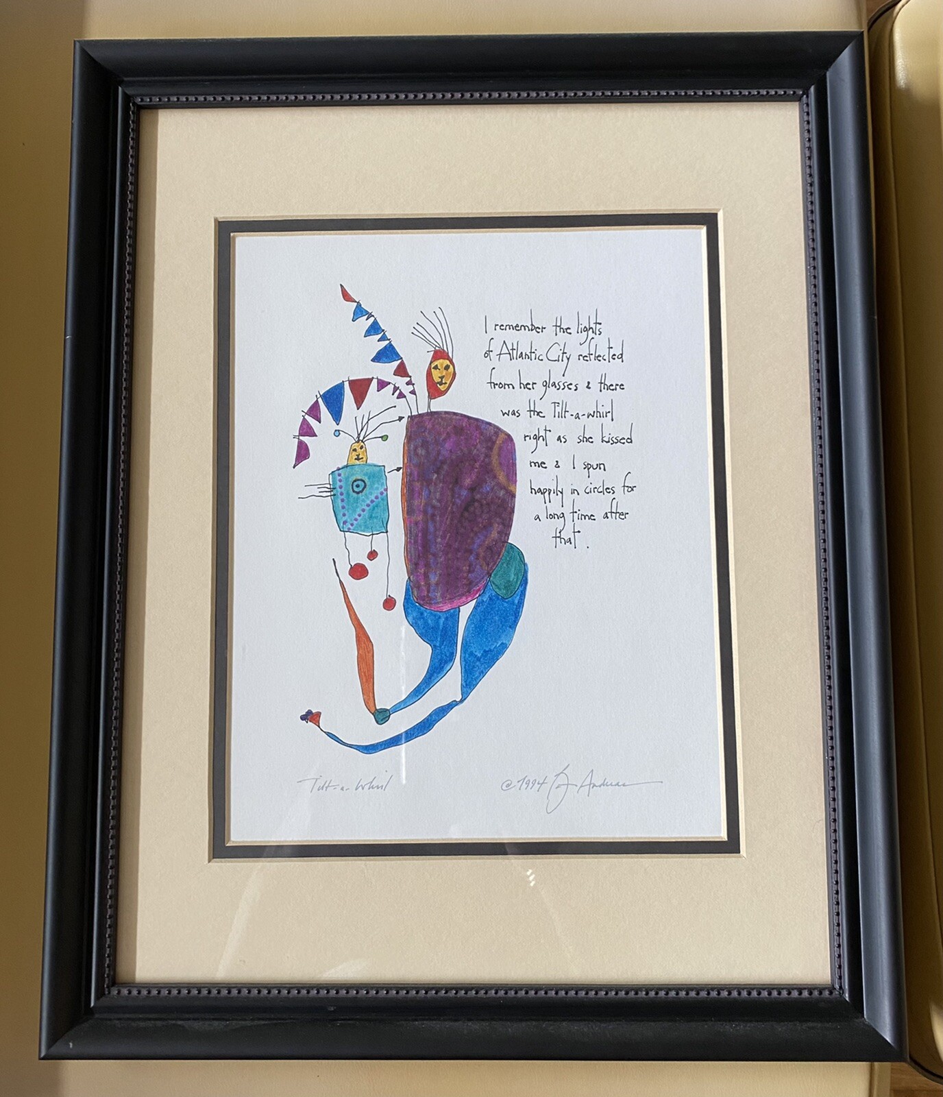 Brian Andreas Story People Framed Matted Print Signed “Tilt-A-Wheel” 1994