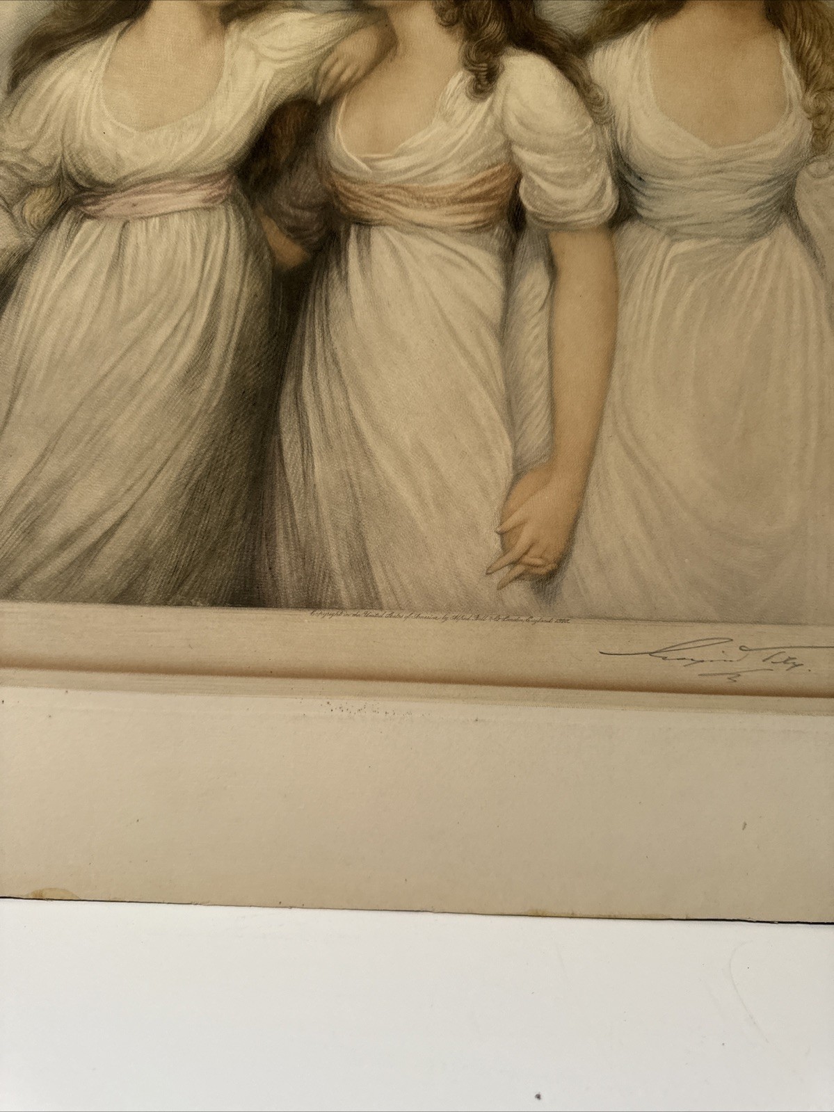 ANTIQUE 3 FRIENDS SISTERS PORTRAIT ART DECO NOUVEAU VICTORIAN ENGRAVING WOMEN