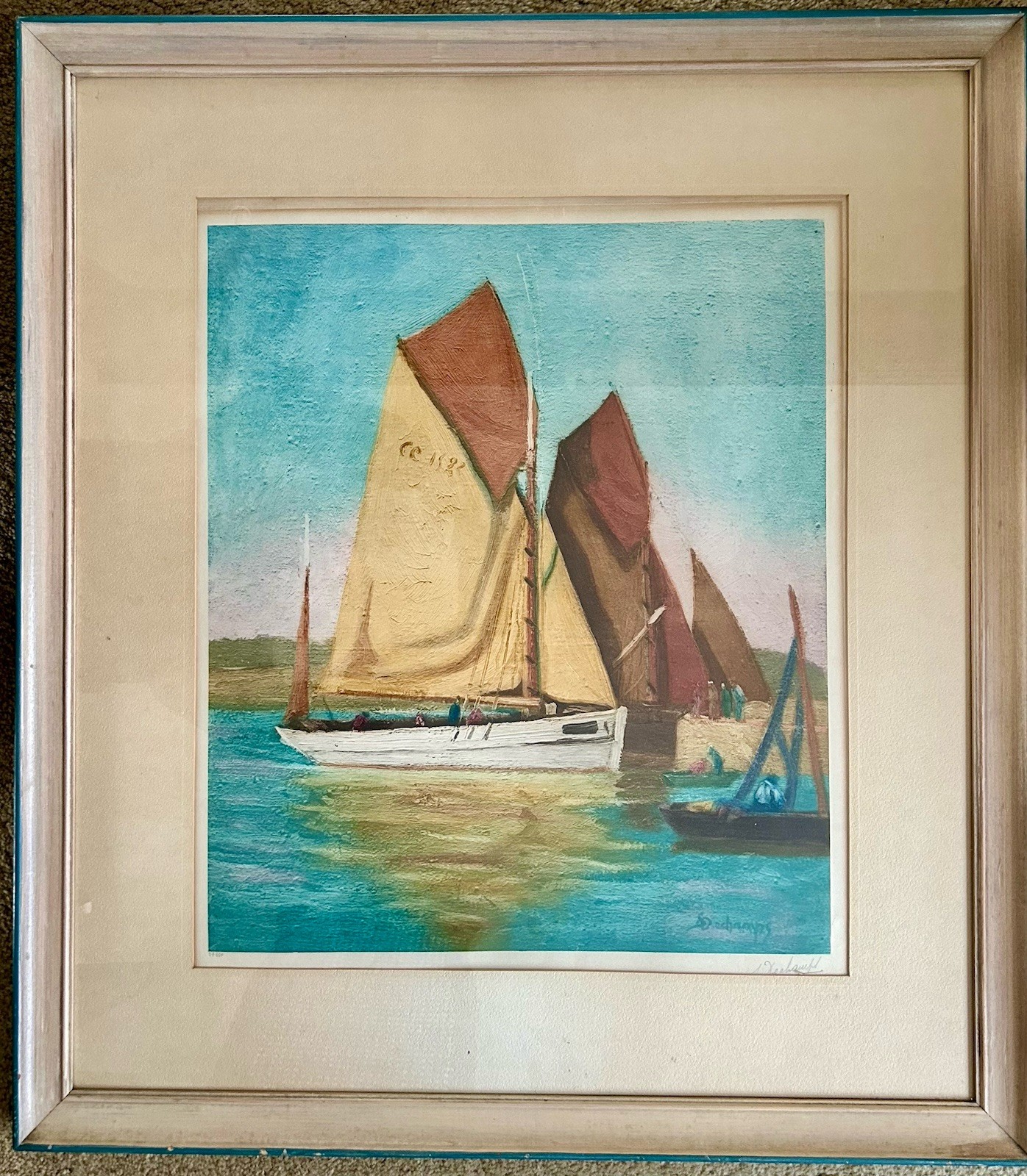 Suzanne Deschamps (1887-1950)Vintage Signed Print Wooden Frame 32” x 29”
