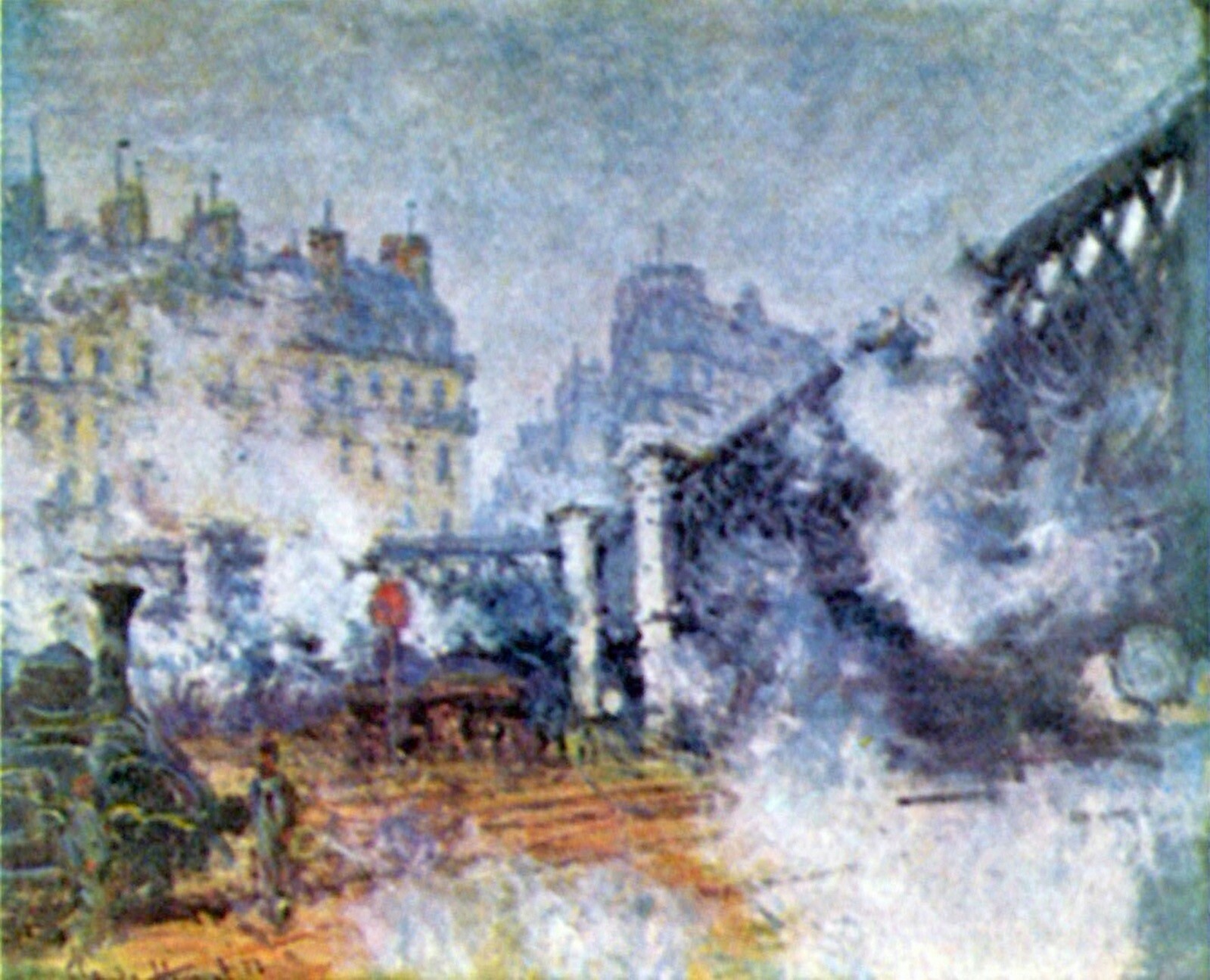 The Europe Bridge Saint Lazare station in Paris by Monet Giclee Repro on Canvas