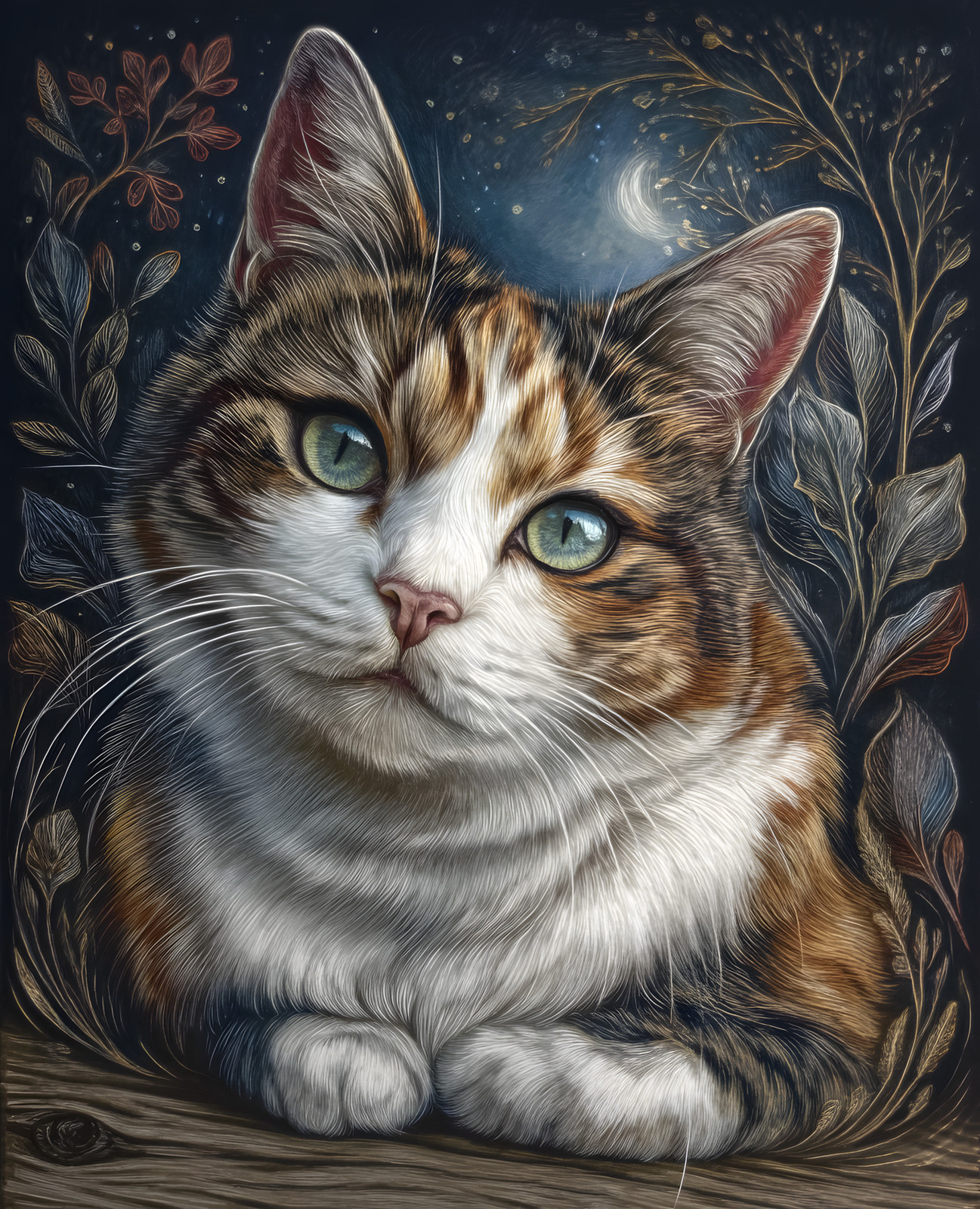 8×10 Cat With Blue Eyes On Table Art Print Wall Decor – 196124936