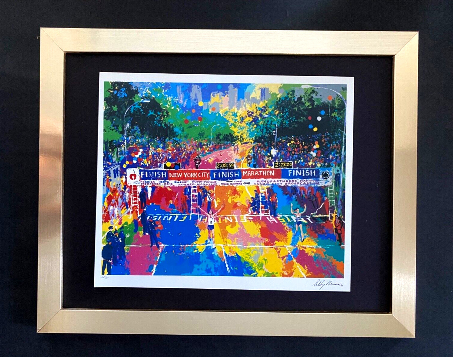 LeRoy Neiman ” NY MARATHON ” Signed Pop Art Mounted and Framed  New 11×14
