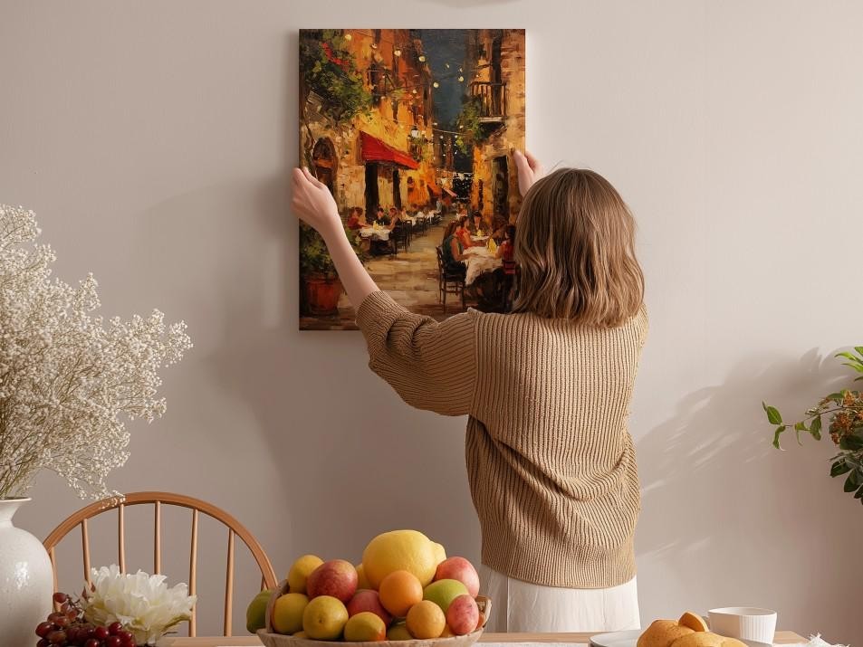 Italian Alley Canvas Print Romantic Impressionistic European Cafe Wall Art