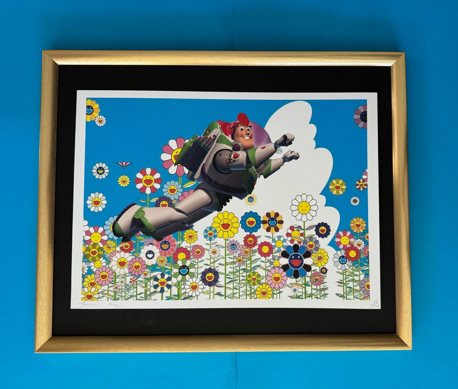 🔥DEATH NYC Hand Signed LARGE Print COA Framed 16x20in Buzz Lightyear Murakami @