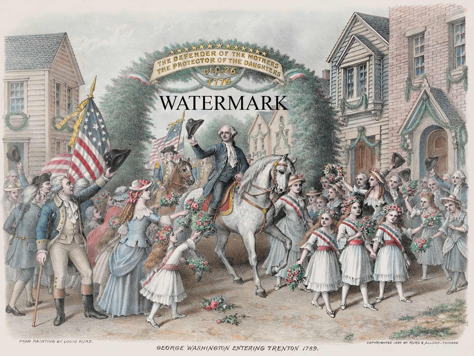 Kurz Allison Revolutionary War Battle George Washington Trenton 13×19″ Repro