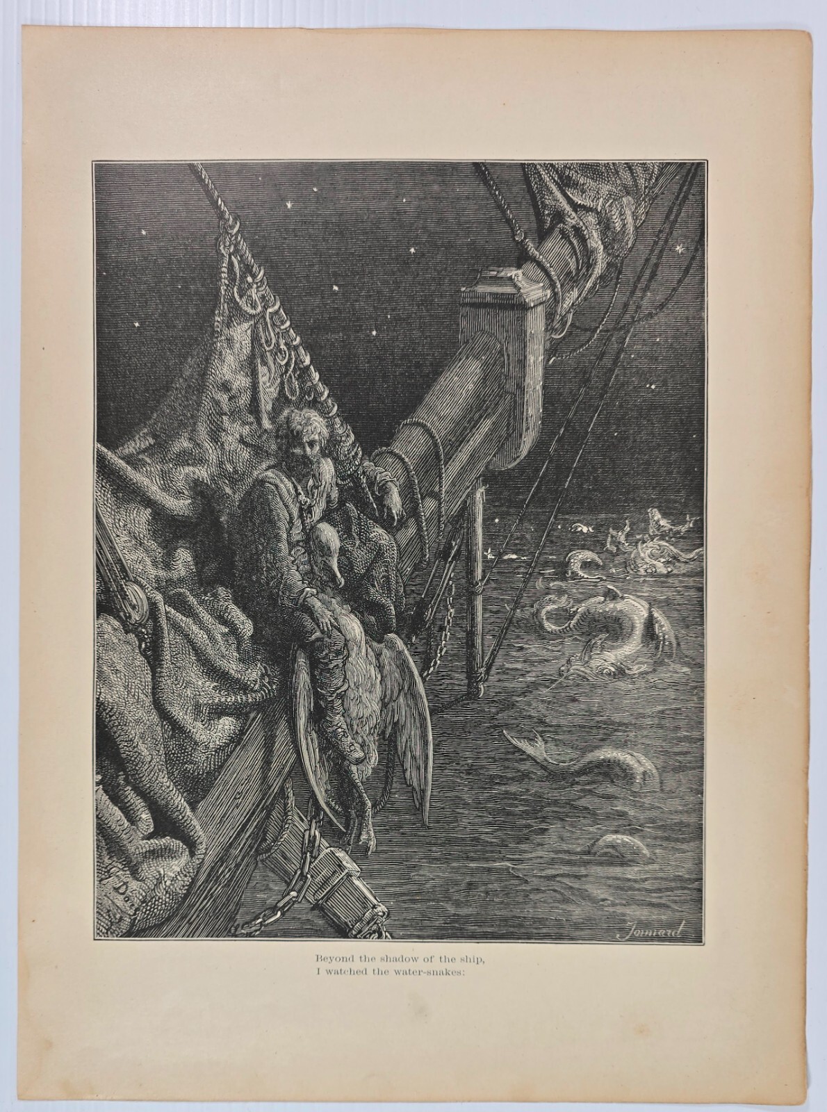 1889 Gustave Doré Engraving – “I Watched the Water-Snakes” The Rime of Ancient..