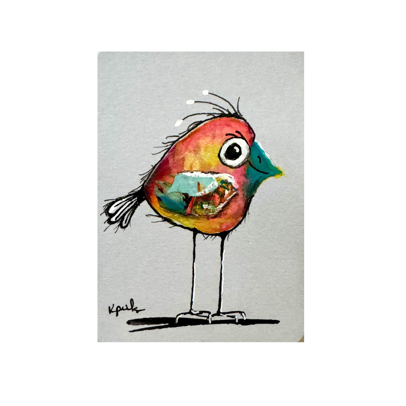 ACEO ATC Limited Edition Print /8 Bird Love Birds Animal Miniature Small Art