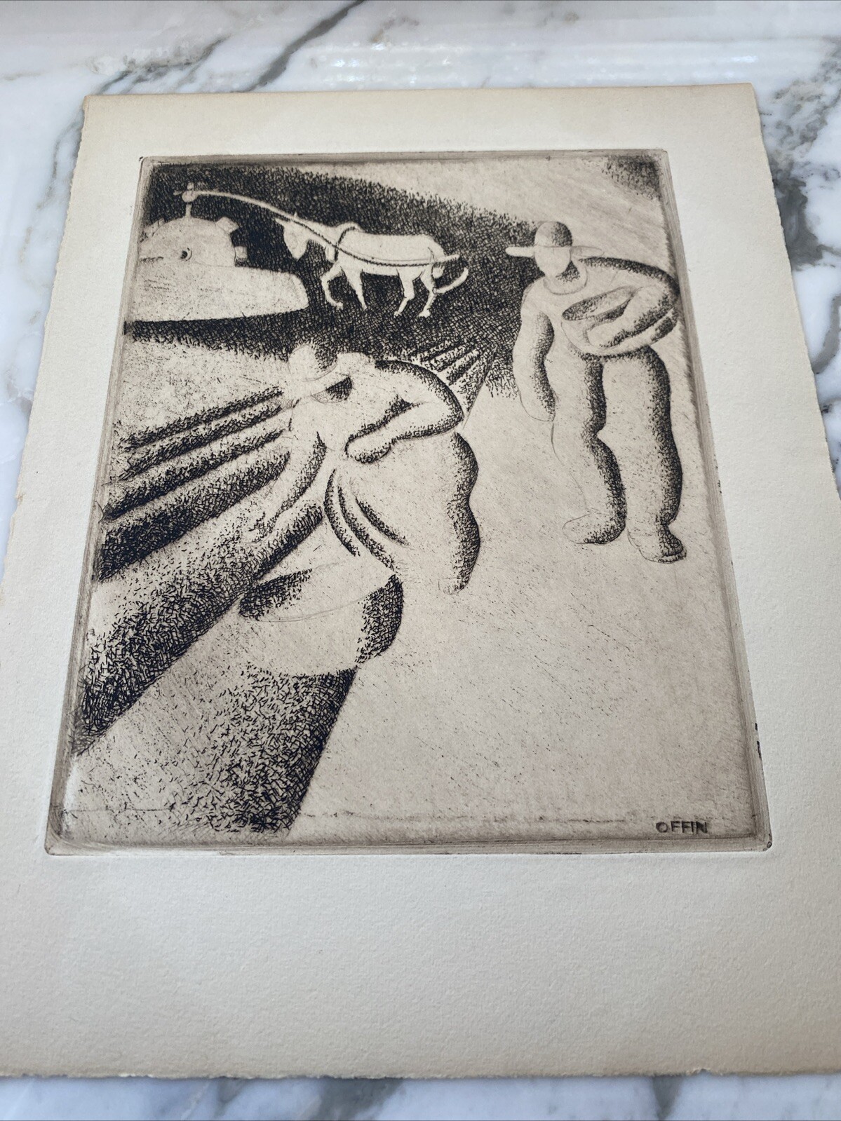 Charles Z. Offin (American 1899-1989) Planters 1932 Etching Art Deco Regionalist