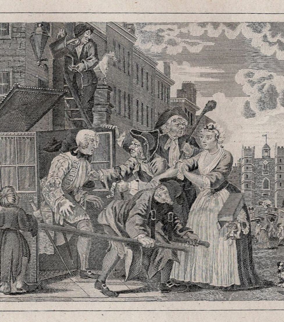 HOGARTH -Rake’s Progress No.4 Arrested at Tavern Inn 1812 Copper Engraving