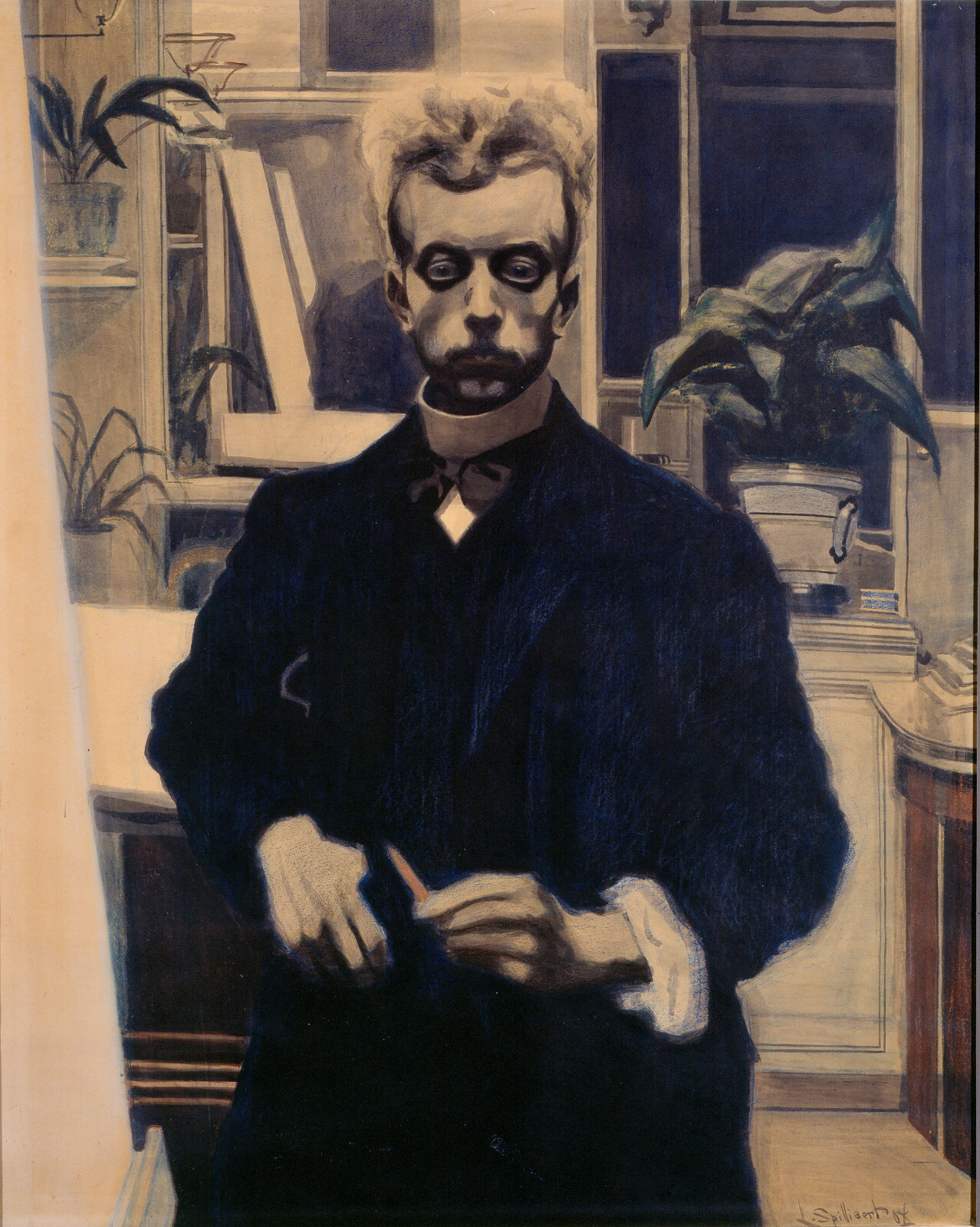 Léon Spilliaert – Self Portrait with Red Pencil (1908) – 17″x22″ Fine Art Print