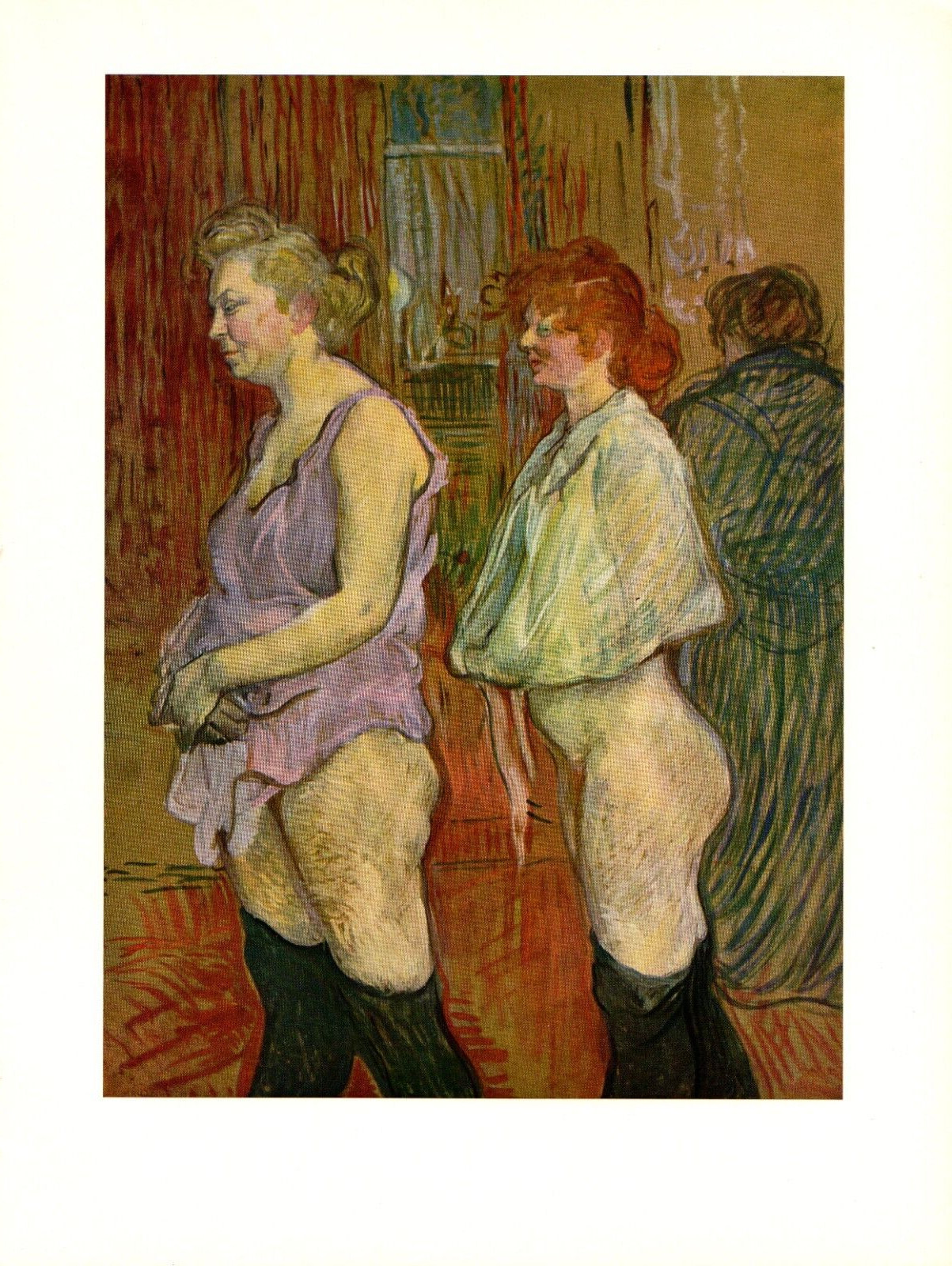 1956 Vintage TOULOUSE “RUE DES MOULINS: THE INSPECTION ” COLOR offset Lithograph