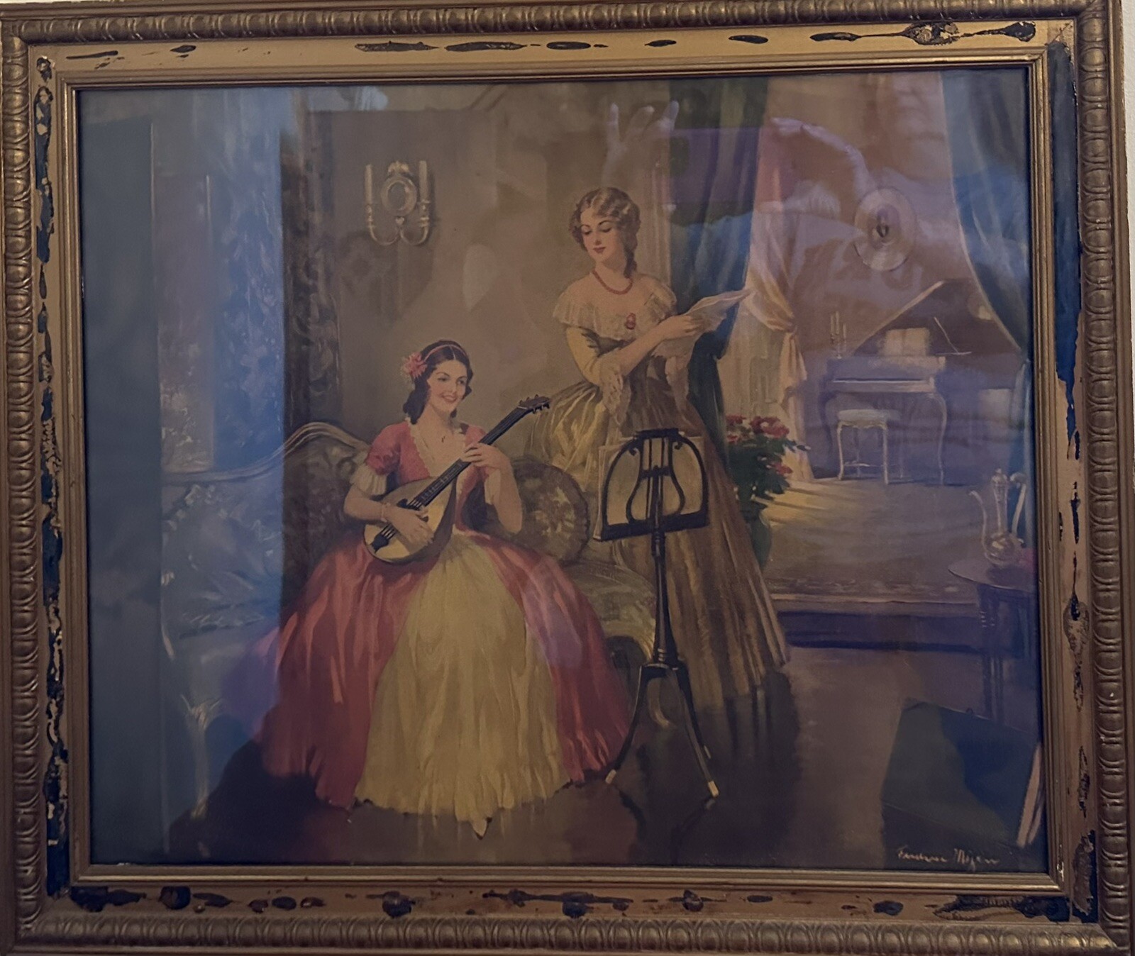 Frederic Mizen Music and Harmony Framed Print Victorian Parlor Ladies Painting