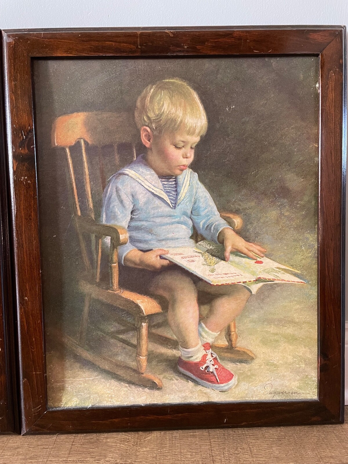 Vintage Art Prints GARY and GRETCHEN Wood Framed by J. Ingwersen 16×20 inch