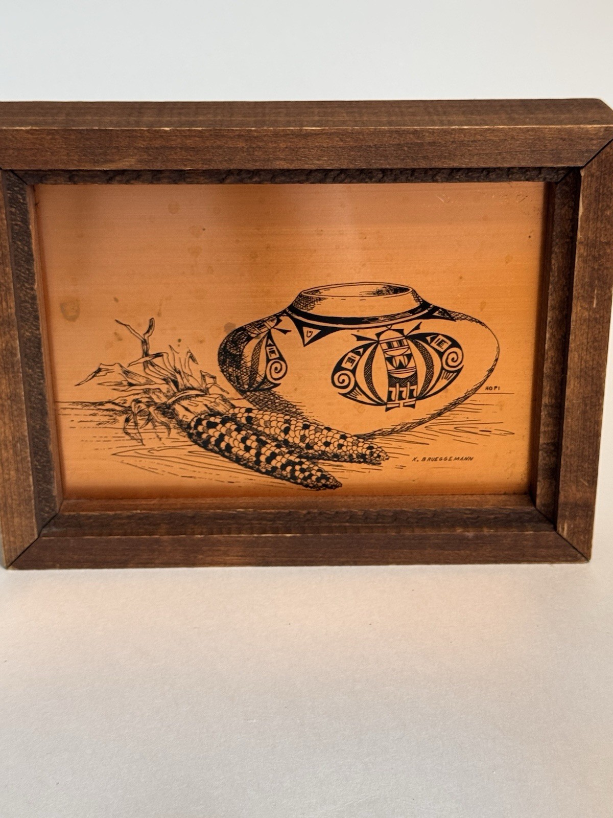 Copper Etching Art by K. Brueggemann “Hopi” 8in x 6.5 in Southwestern Native Art