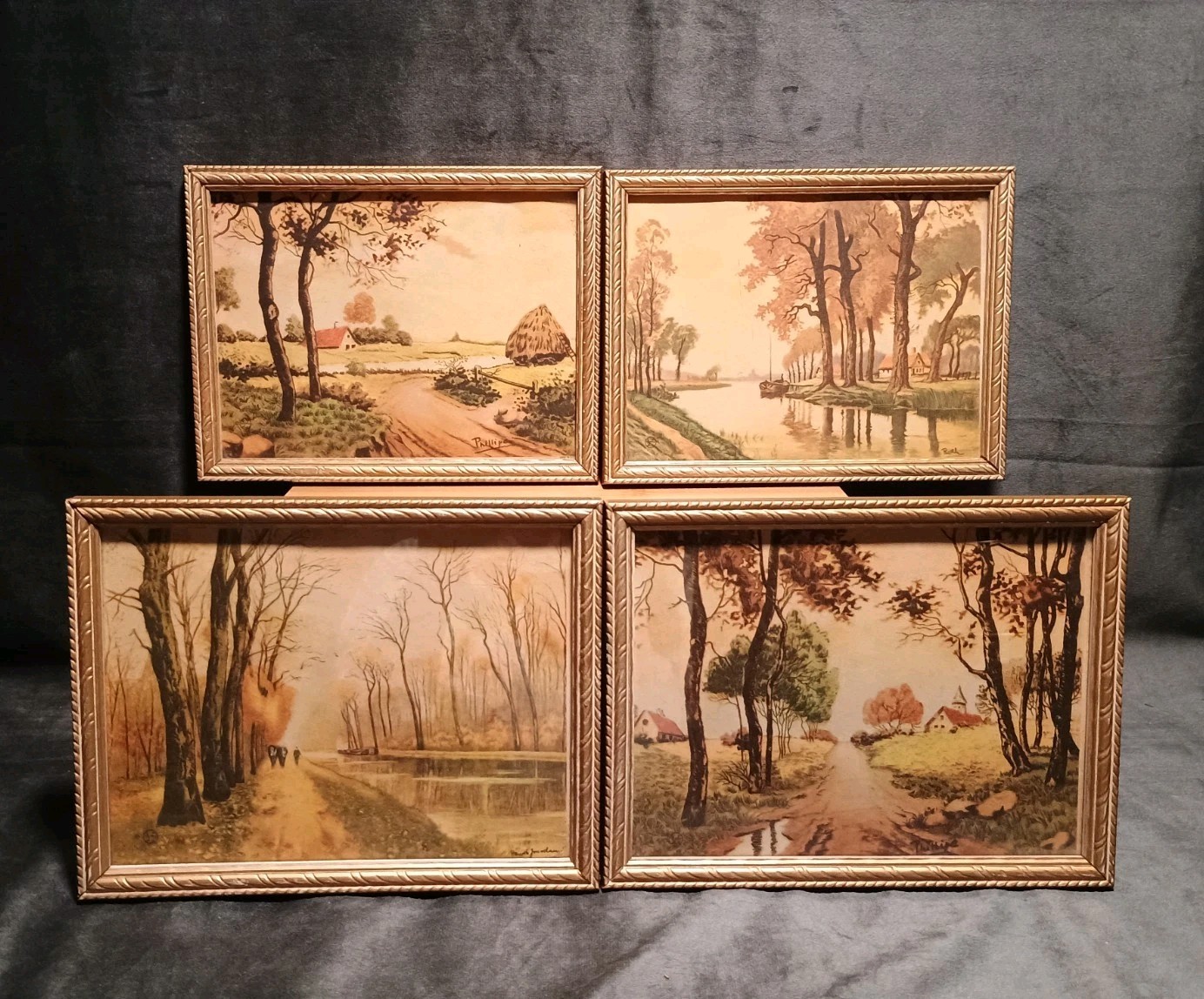 Set Of 4 VTG Frame Art Prints French Countryside 6.75 X 8.25″ Various Artist