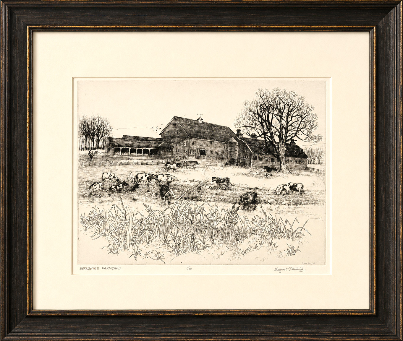 Berkshire Farmyard, by Margaret Philbrick, Original, Signed, Limited Edition