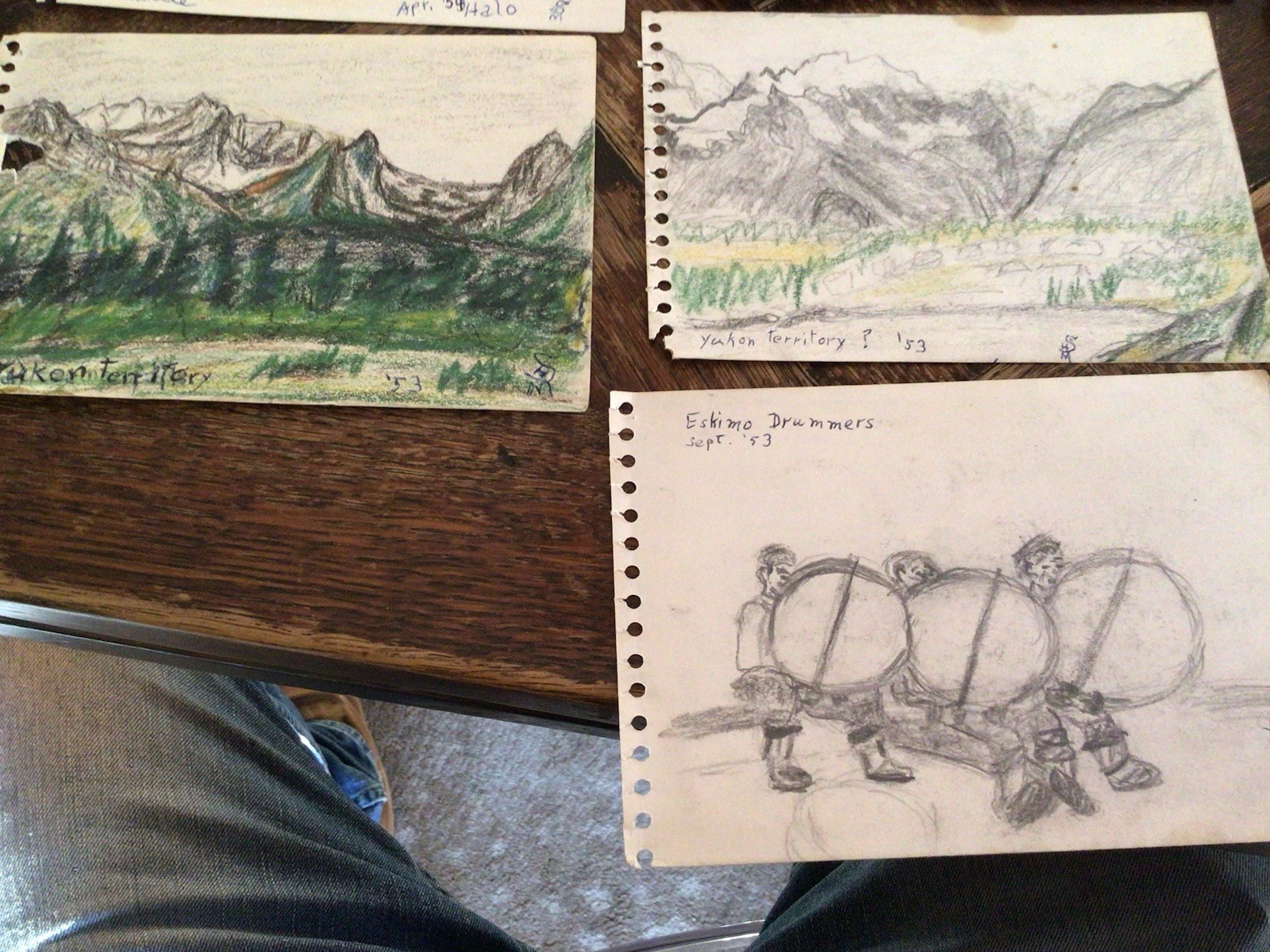 Vintage 1953 Alaska Artist H.M. SPARROW landscape DRAWINGS Inuit Nature
