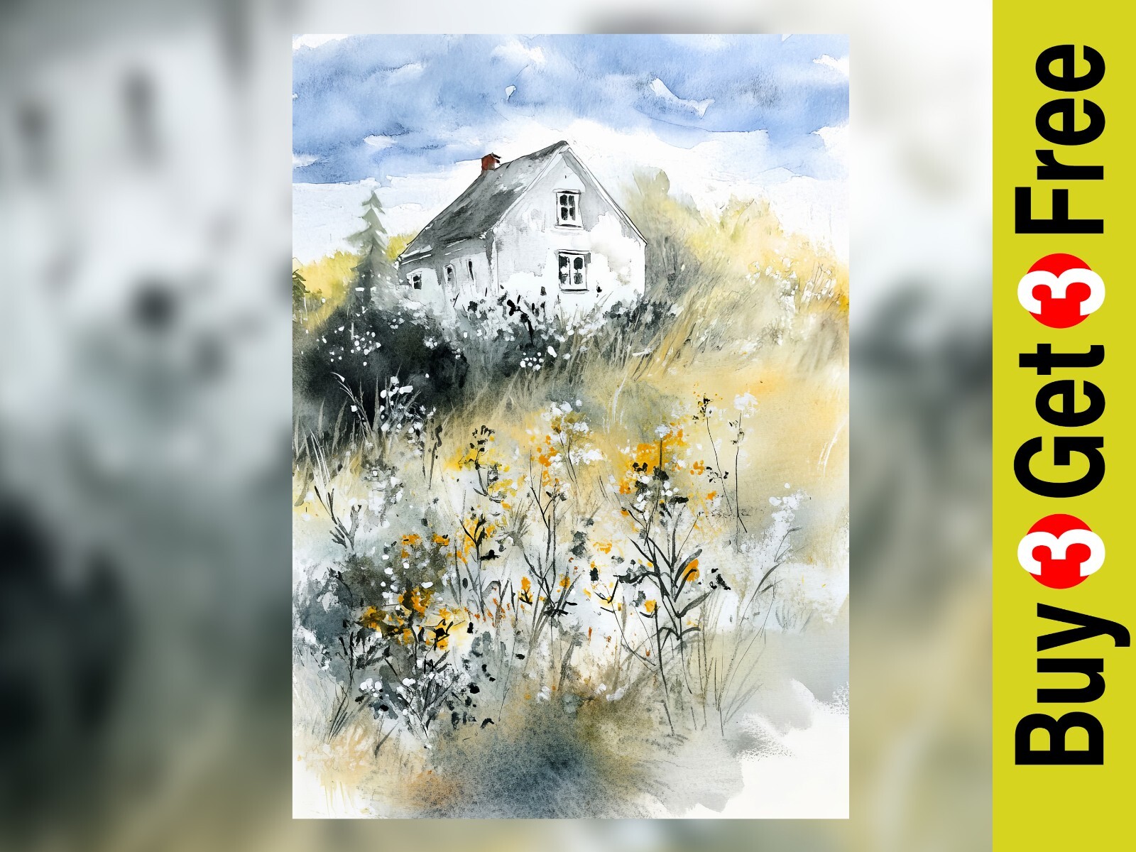 Peaceful Country Home 5″x7″ Print on Matte Paper | Rustic Landscape Artwork