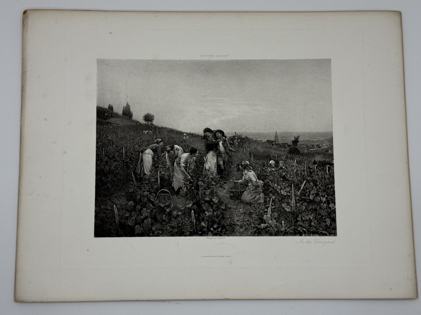 Antique 1880 Etching Art Print By Ridgway Knight “In The Vineyard” – Goupil & Co