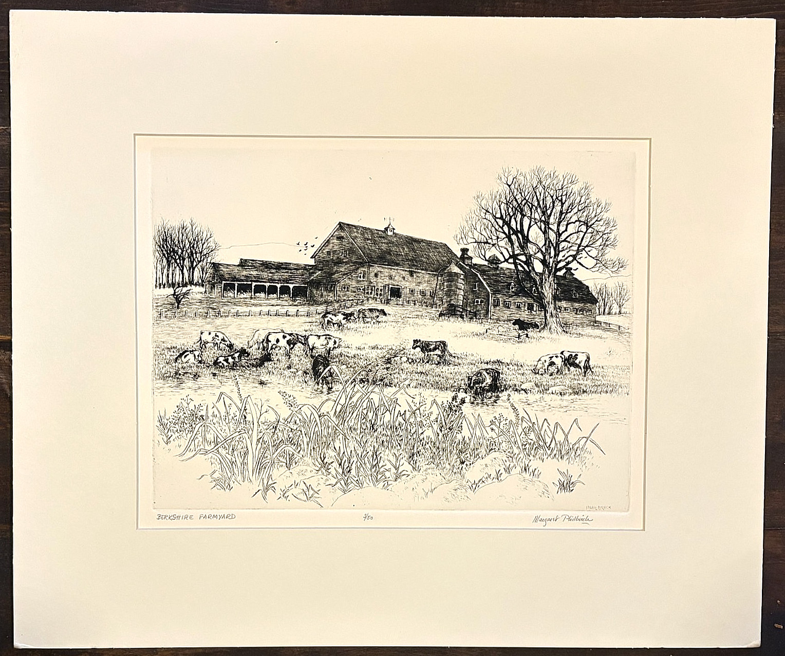 Berkshire Farmyard, by Margaret Philbrick, Original, Signed, Limited Edition