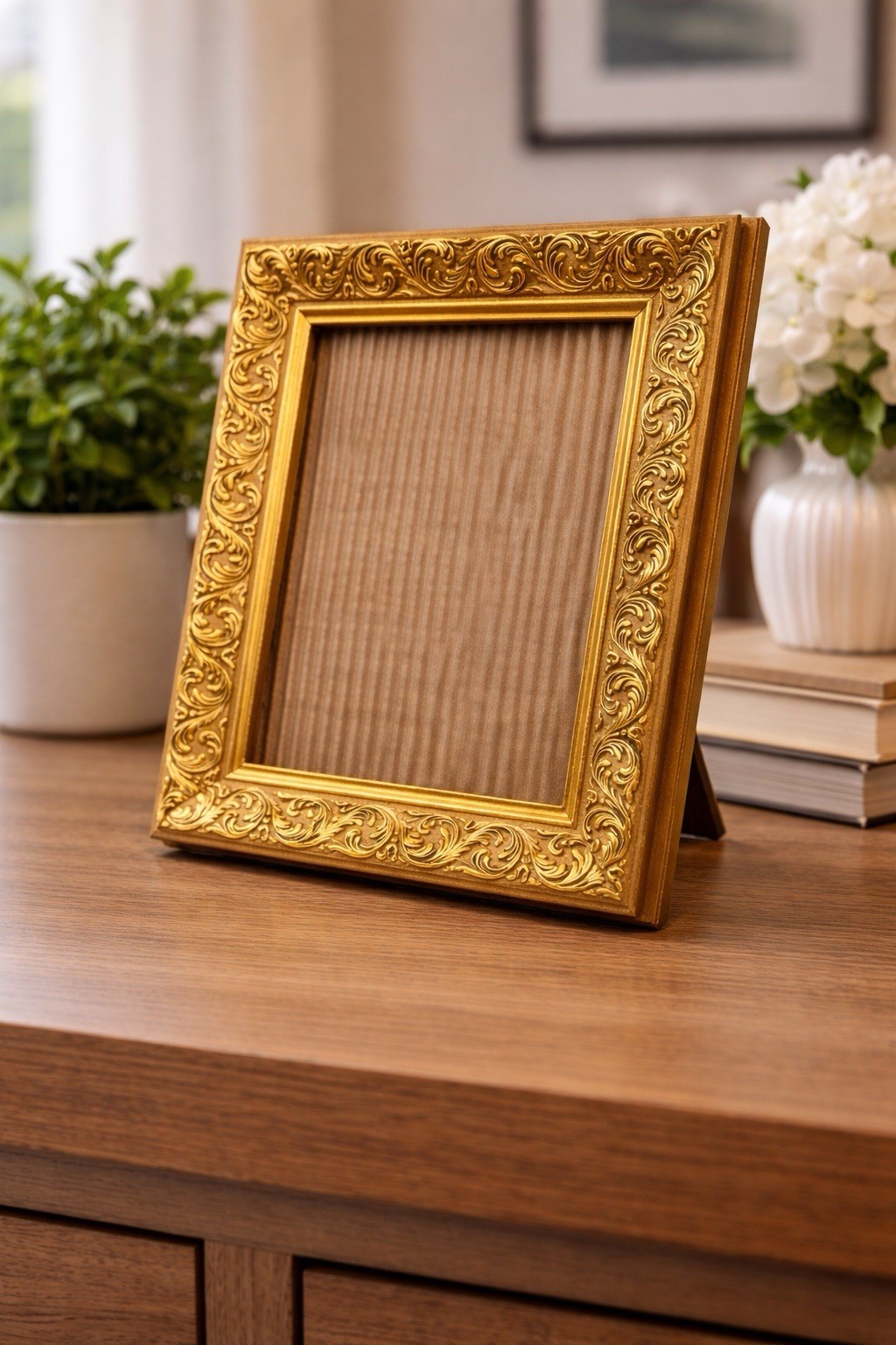 Ornate Gold Picture Frame Baroque Style Tabletop or Wall Display Classic Decor