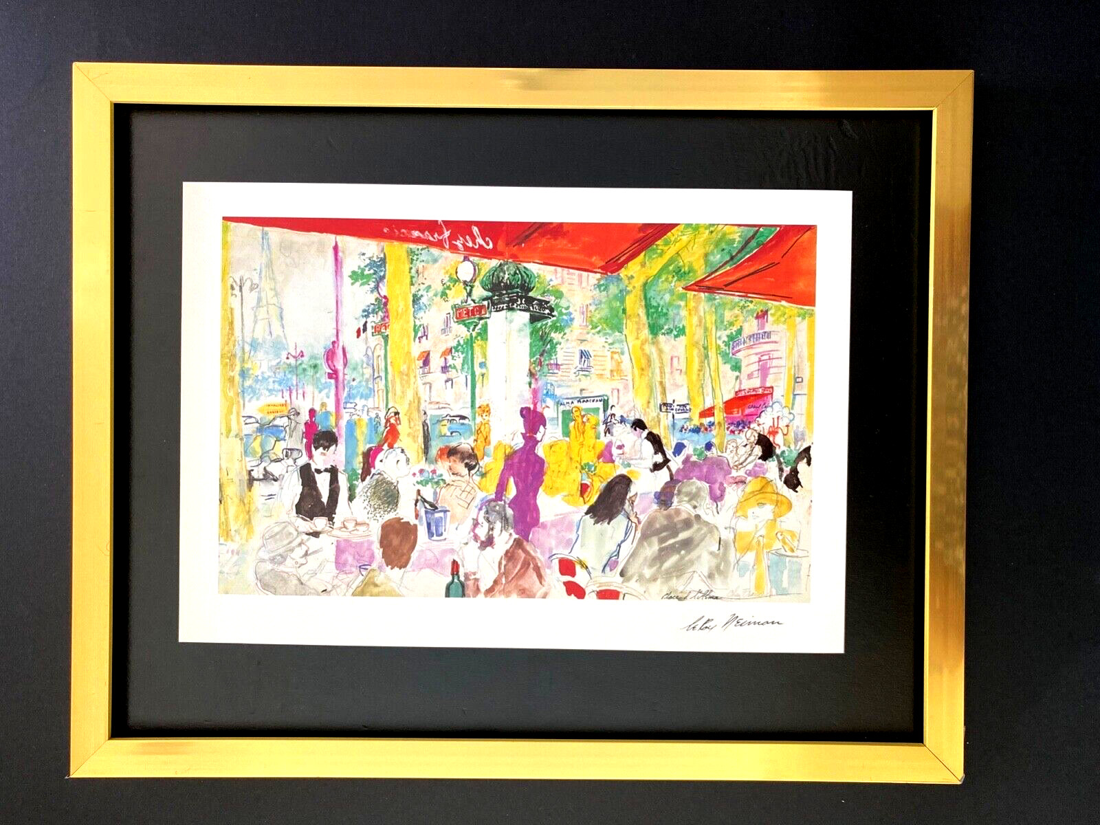 LEROY NEIMAN + PARIS SCENE + BEAUTIFUL + CIRCA 1990’S + SIGNED PRINT FRAMED