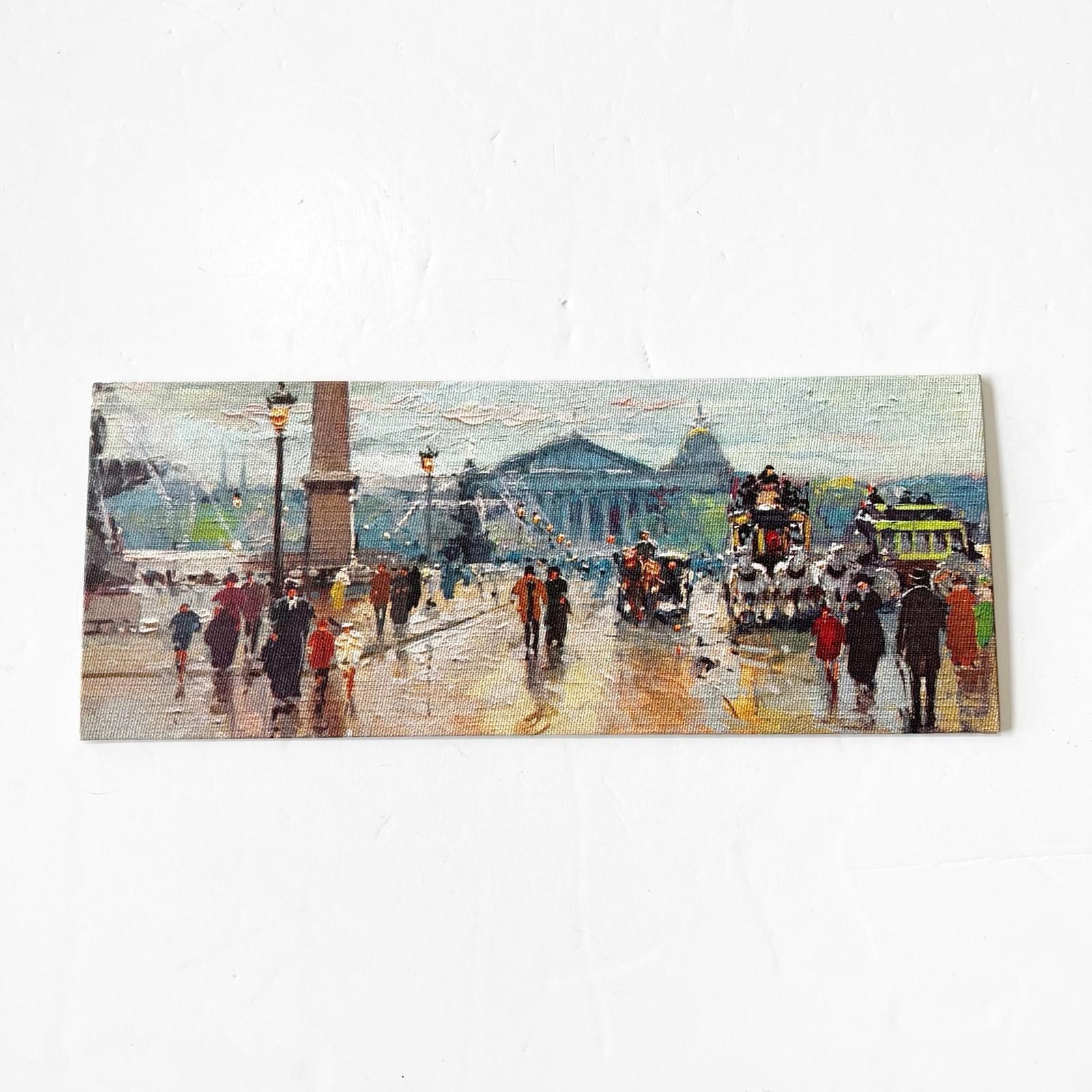 Place De La Concorde Winde Print Litho Mid Century Art Rectangle 15” X 6” Paris
