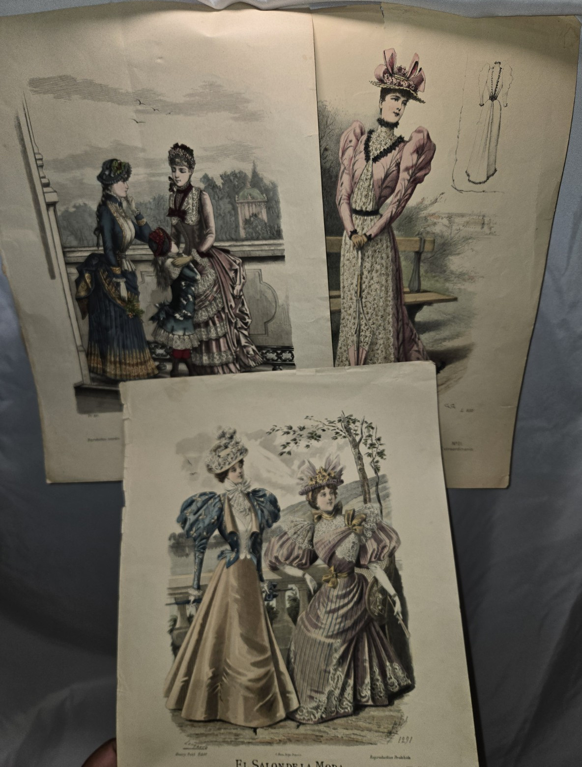 1892 La Moda Elegante Ilustrada Lot Hand Colored Victorian Fashion Print