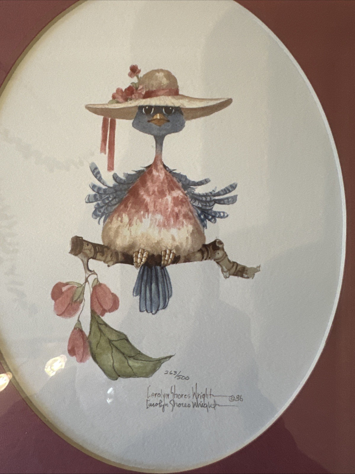 Birdie W/ A Hat Print Signed & Numbered By Carolyn Shores Wright ’86 Birds